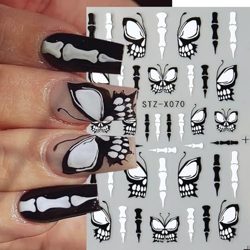 6 Sheets Halloween Nail Art Stickers 3D Self Adhesive Cute Nail Style 3