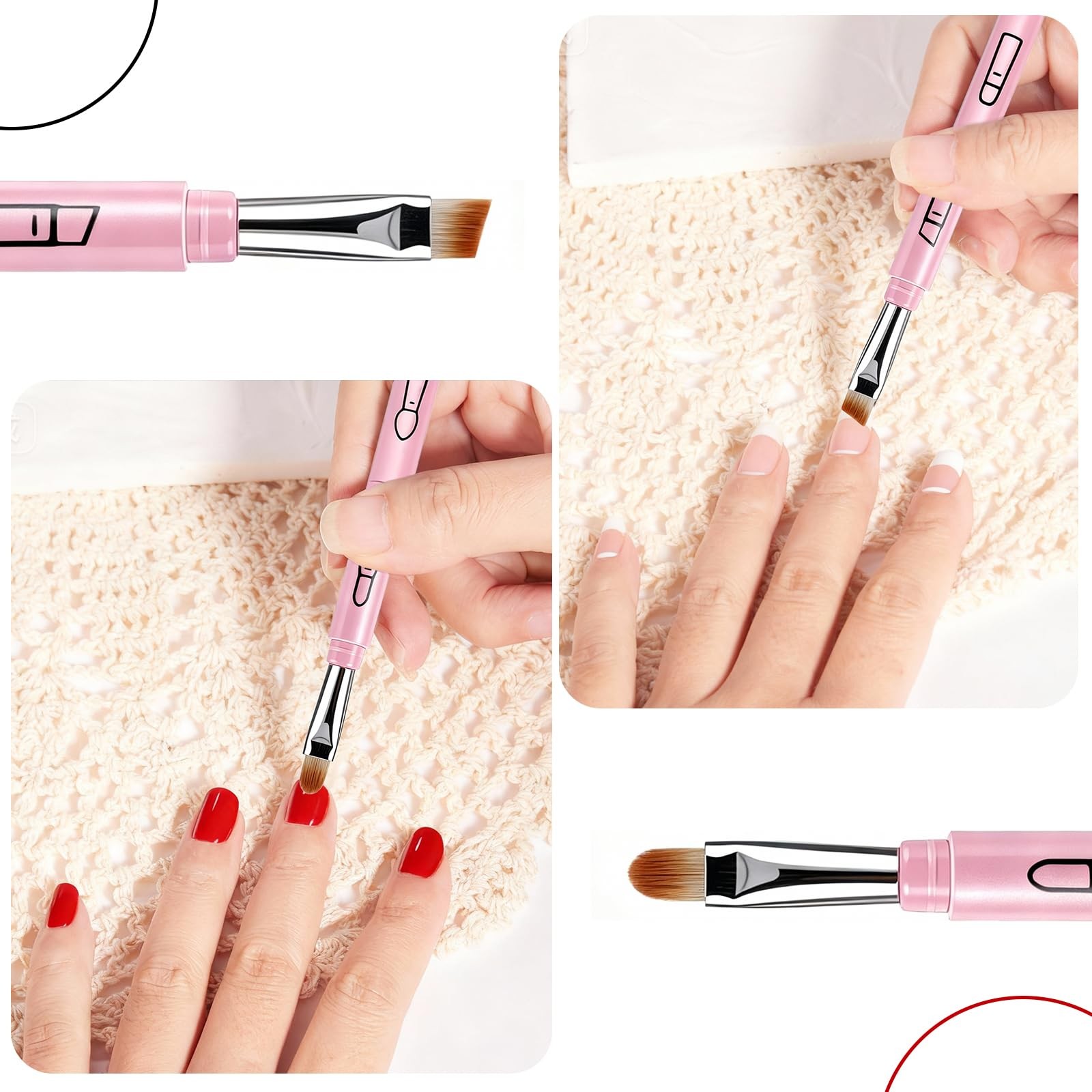 Pink Multi-Tasker 4-in-1 Travel Nail Brushes For Nails Art And Make Up, Acryl…