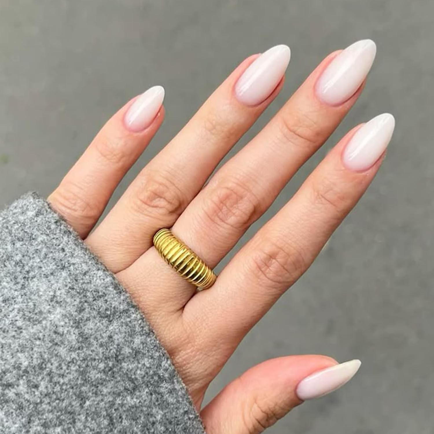 Milky White Press on Nails Short Almond 32Pcs 16 Sizes Fake Nails | Nails