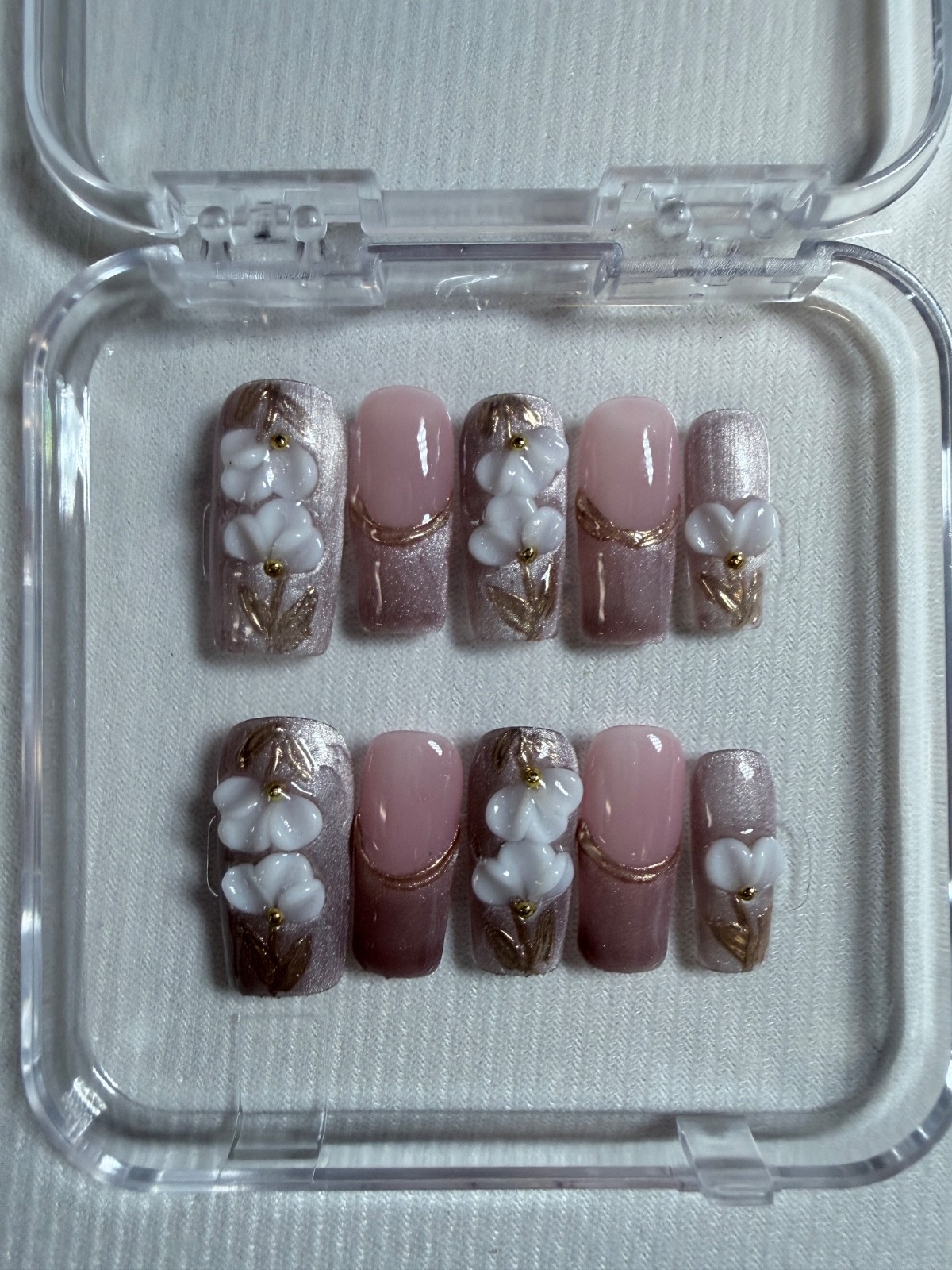 Handmade Press on Nails – Cute, Pink, Red, Chrome, Bows, Flowers – Size Small