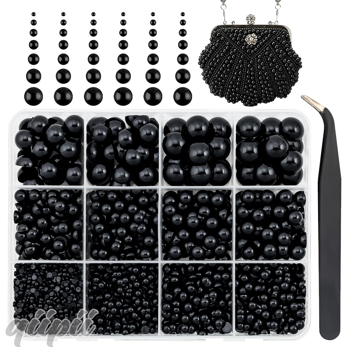 Black Solid Color Half Pearls Flatback Pearl Nail Charms Jewelry Half Round Gems