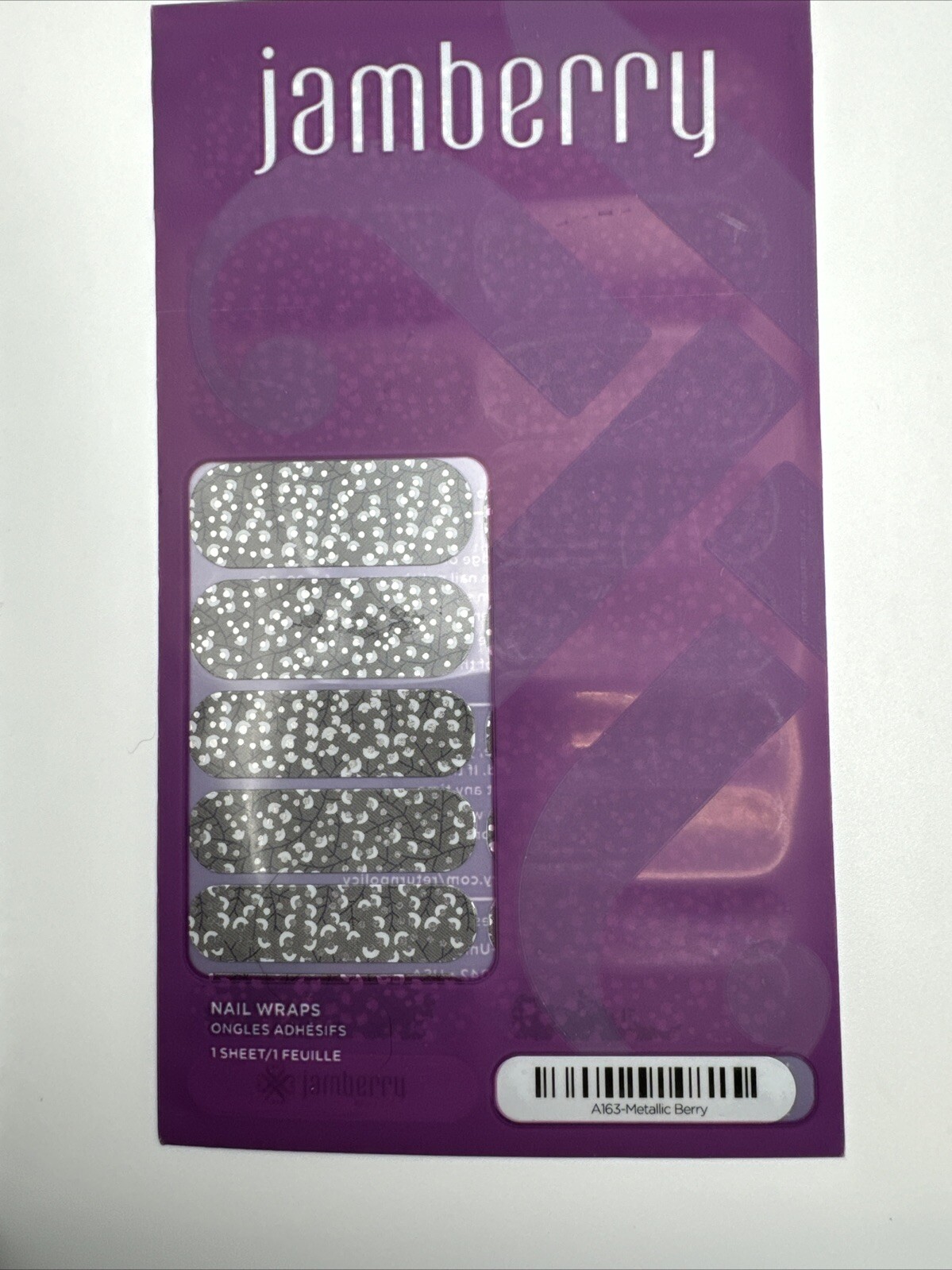 Jamberry Nail Wraps Metallic Berry Full Sheet (floral/flowers)