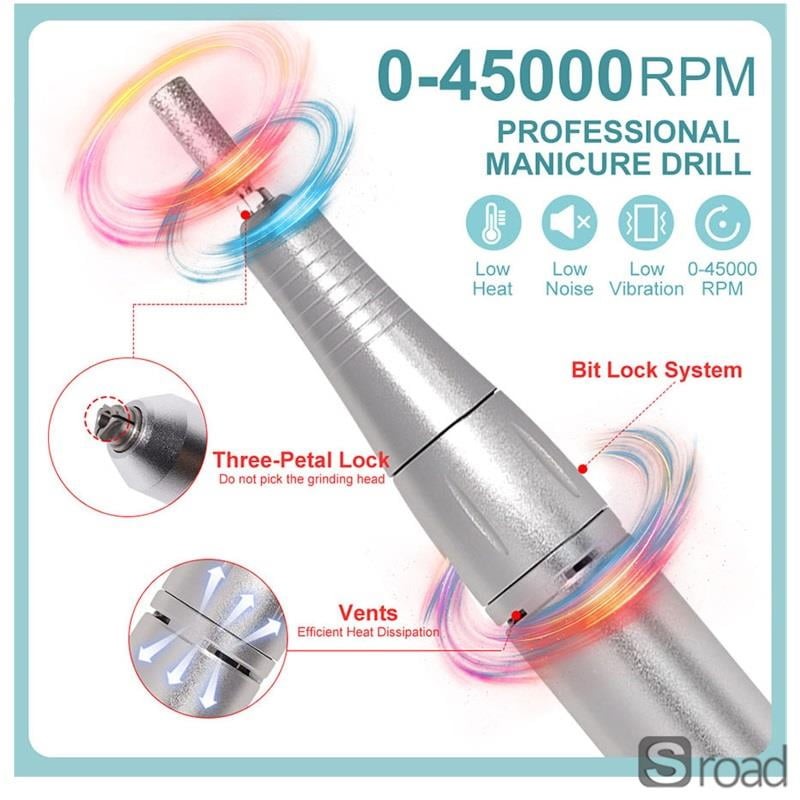 Nail Drill Machine 45000RPM Rechargeable LCD Screen 10H Battery