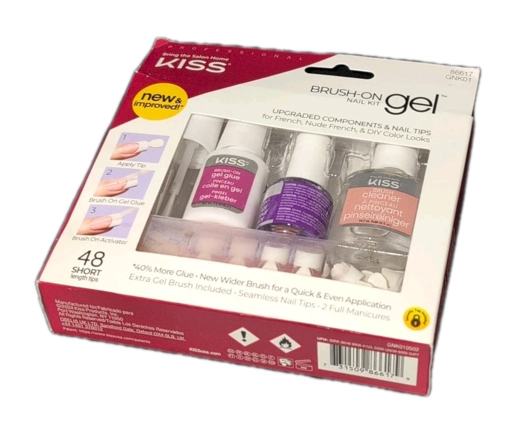 KISS Nail Kit Short Tips French Nude 86617 GNK01 DIY Lot 2 Sets 48 ea PKG
