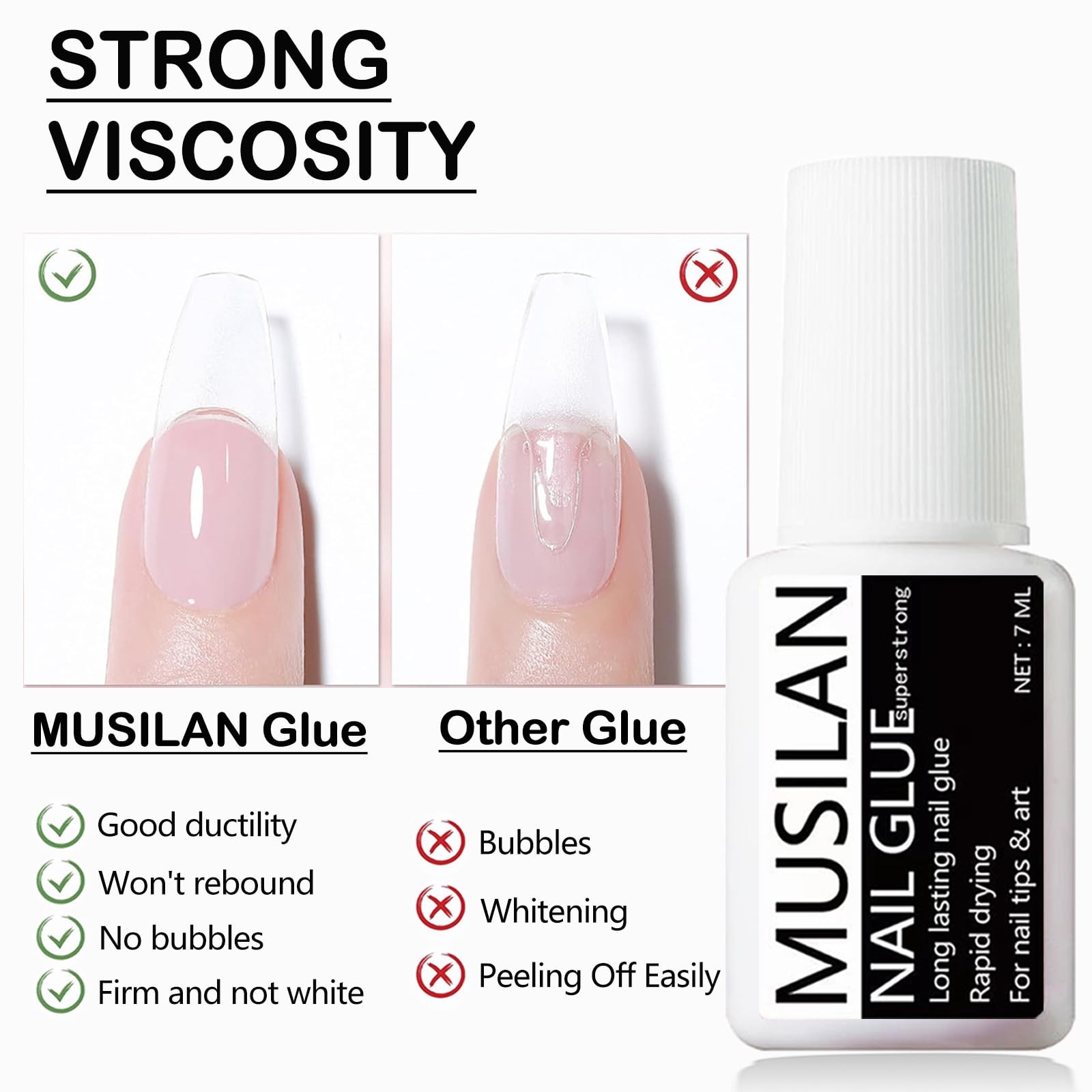 Nail Glue for Press On Nails, Professional Nail Tip Glue, Super Strong Nail G…