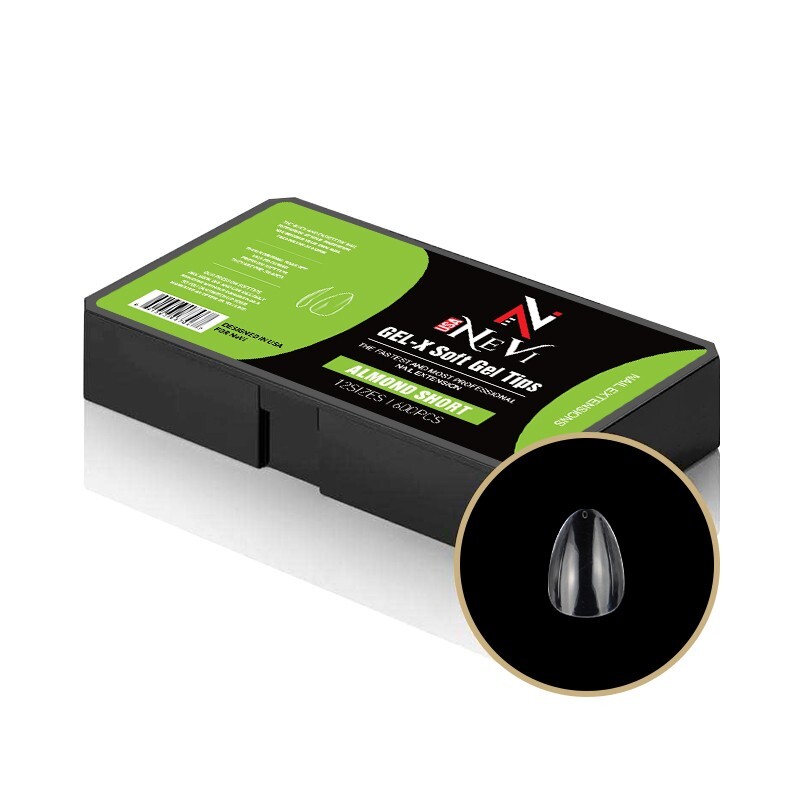 Nail Gel-X Natural Box of Tips 12 Size NeVi USA (Almond Short)