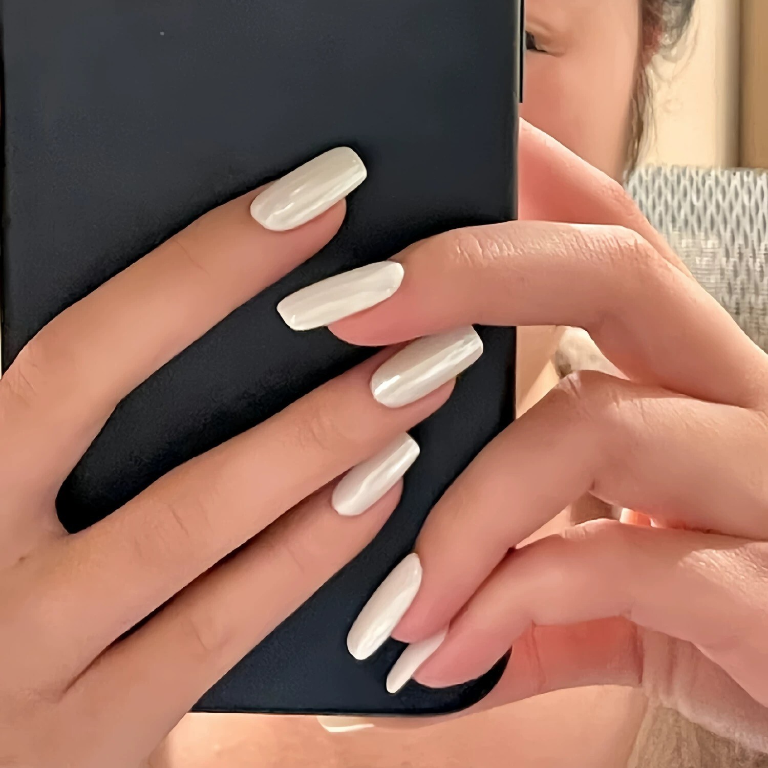 5D Blue Angel butterfly Nail, Cute long Square Nail, Handmade Press on Nail