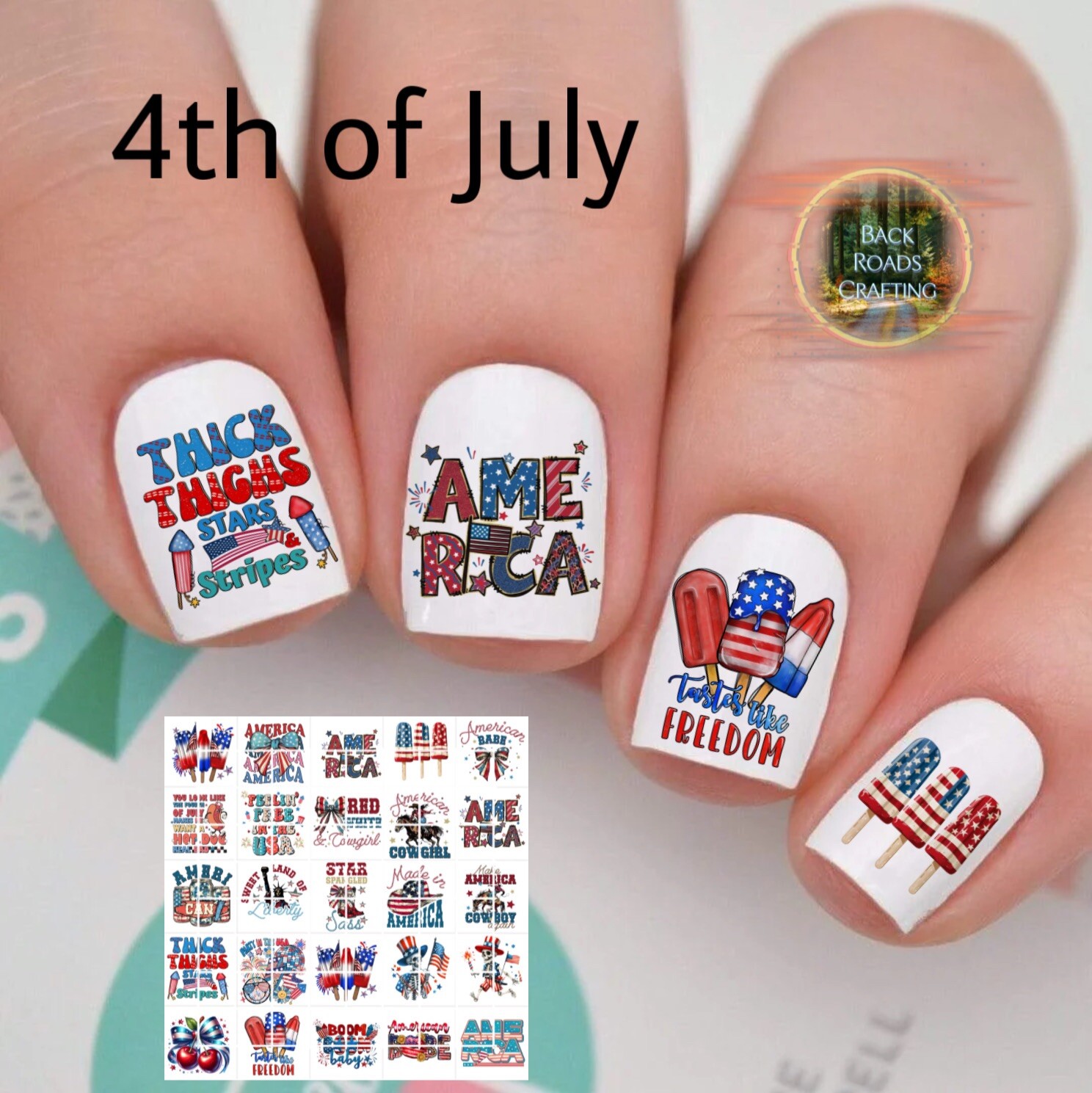 4th Of July Set 1 Independence Day Waterslide Nail Decals Set Of 50 Instructions