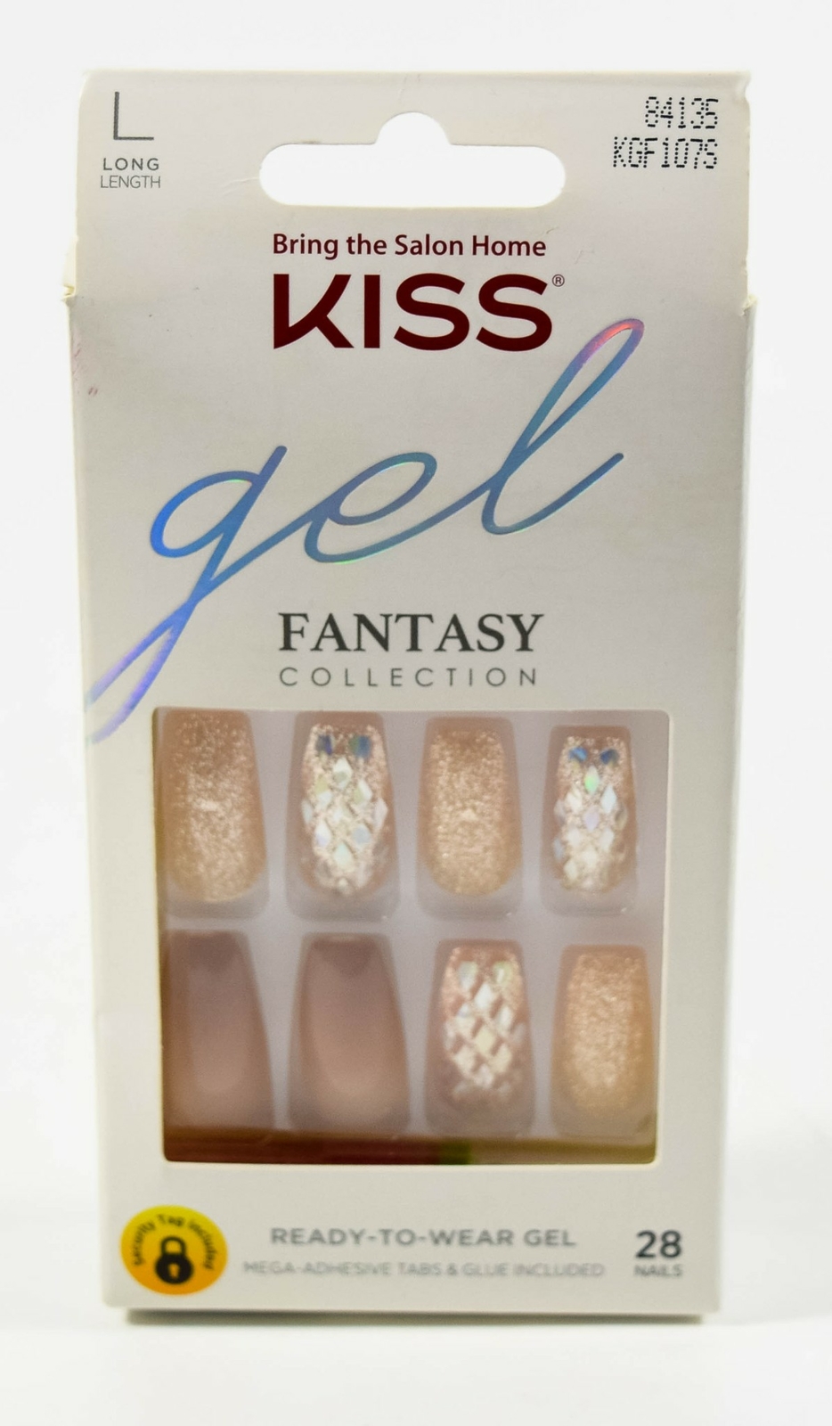 Kiss GEL FANTASY Ready to Wear LONG 84135 KGF107S Nude glitter Diamond holo