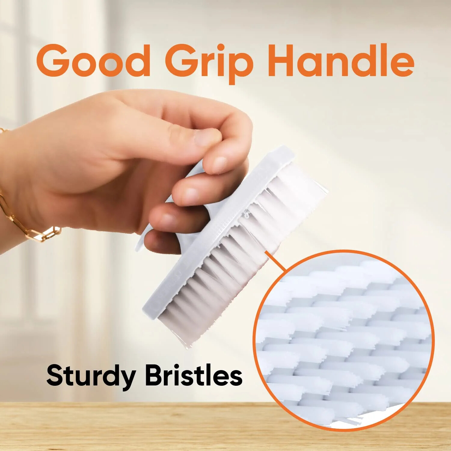Superio Nail Brush Set 3 Pack Cleaner with Handle Durable Brush Scrubber – White