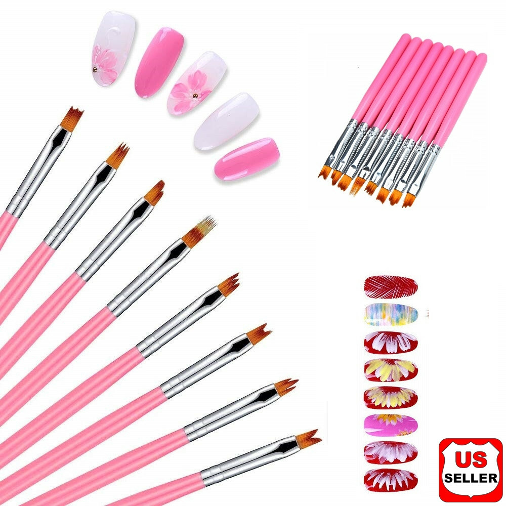 8Pcs Nail Art Brush Gradient Draw Polish Painting UV Gel Liner Pen Manicure Tool