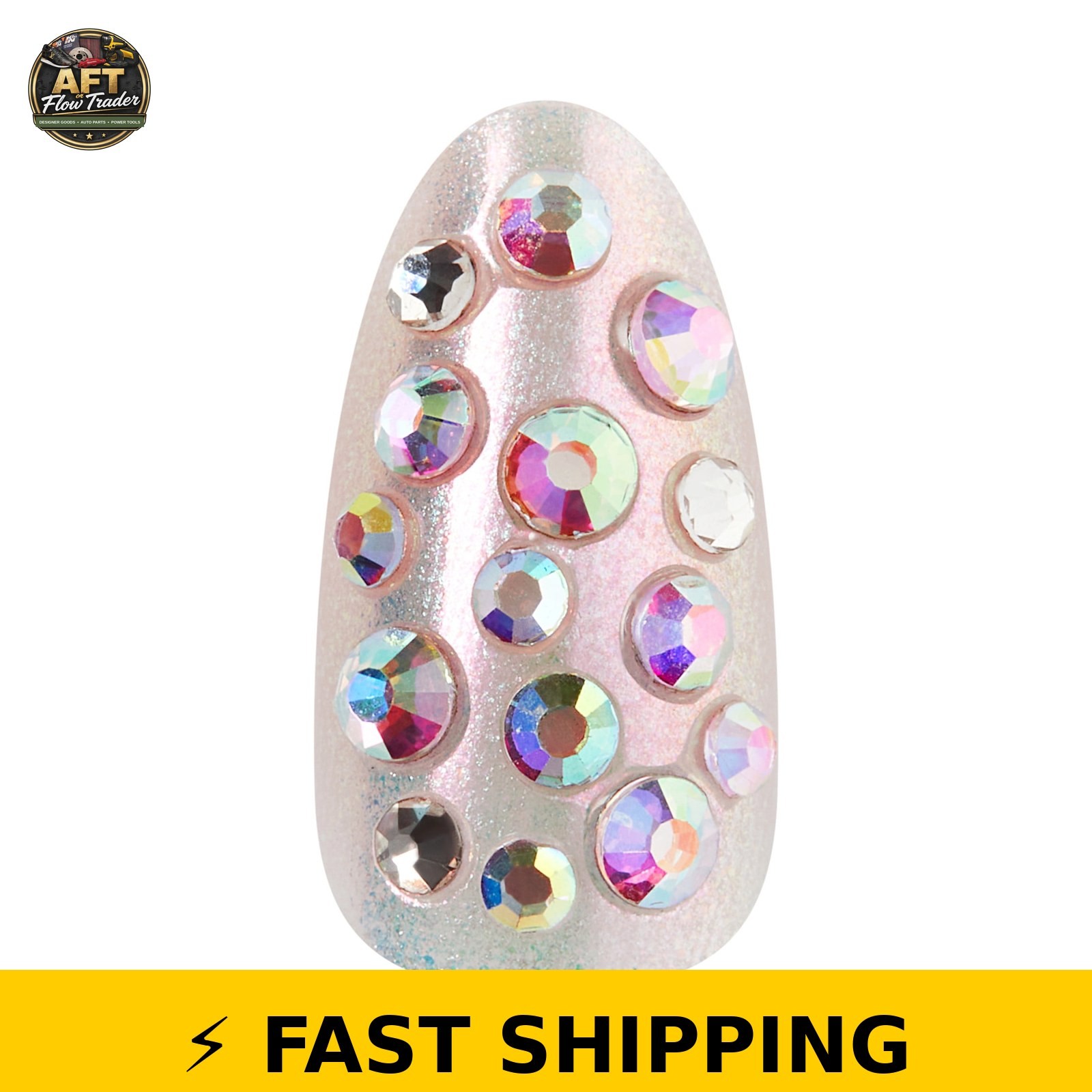 Kiss Press On Nails Almond Rose Knot Pink Medium 32 Count