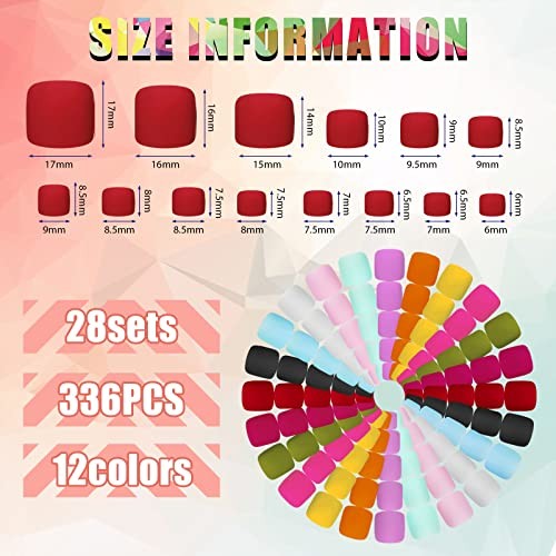 Maitys 336 Pieces 12 Sets Toenail Press on Fake Toe Nails Short Fresh Colors