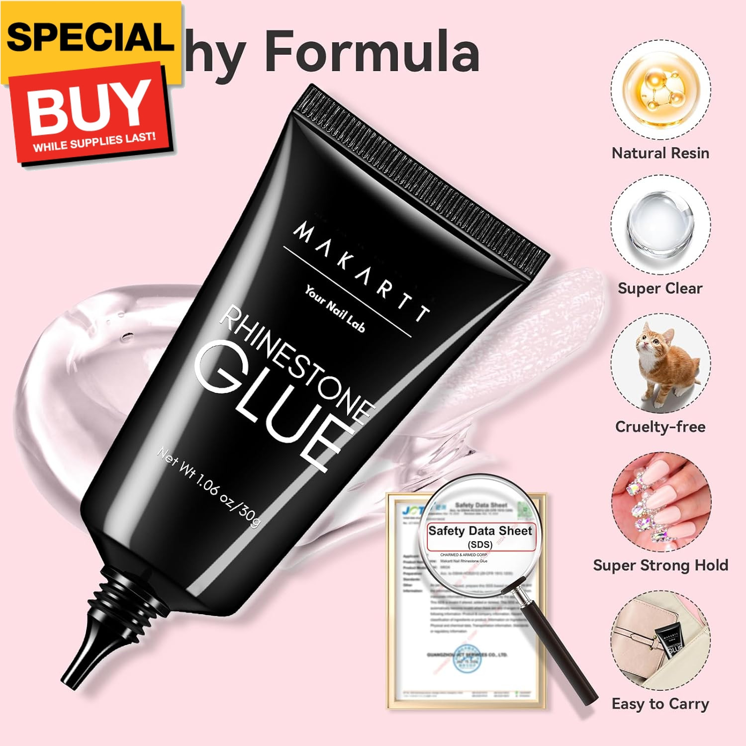 Nail Rhinestone Glue for Nails: Super Strong Gel Nail Glue for Decorations Nail