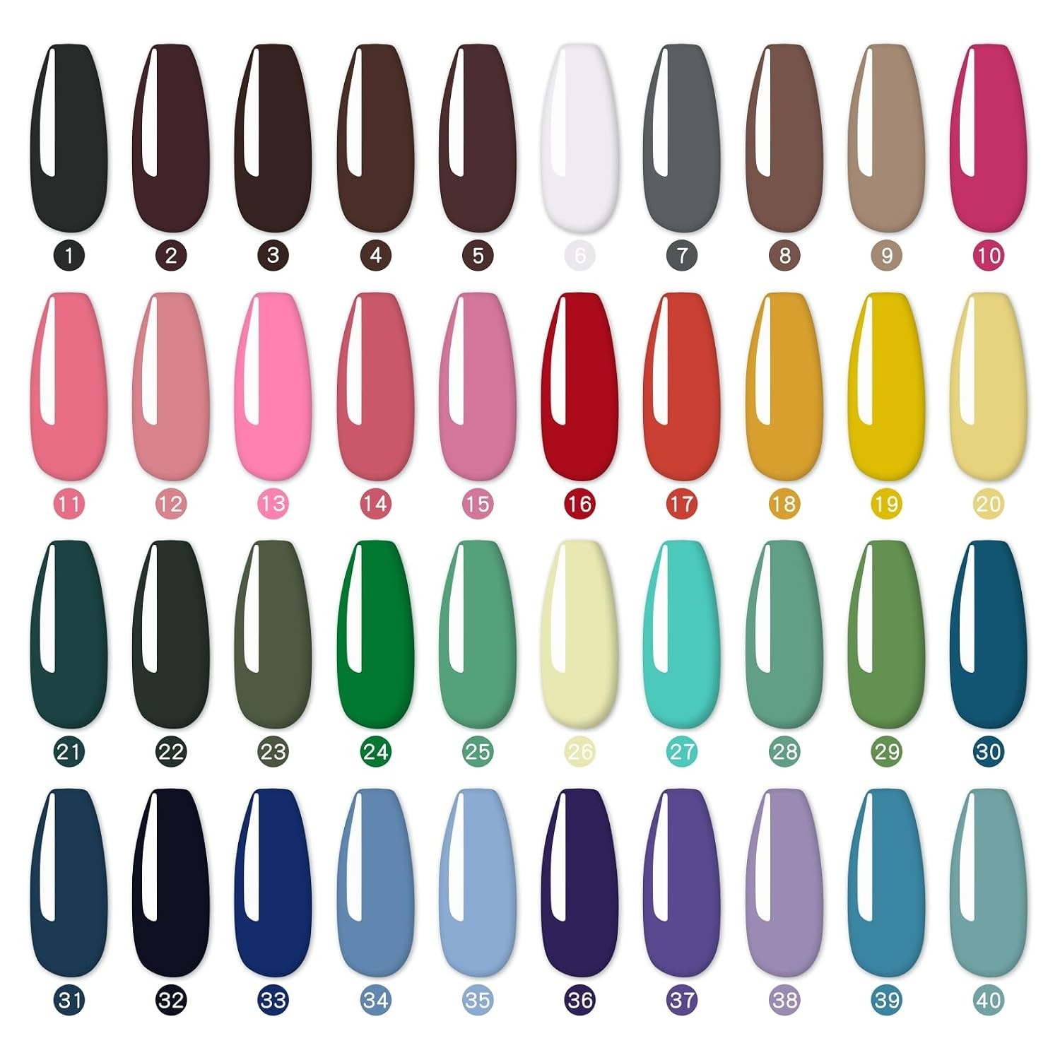 40 Color Gel Palette for Nail Art – UV LED