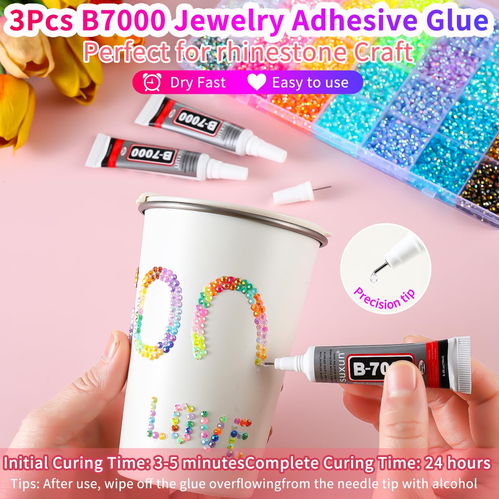 35000Pcs Resin Bedazzler Kit with Rhinestones and Tools 3mm Flat Back Rhinestone