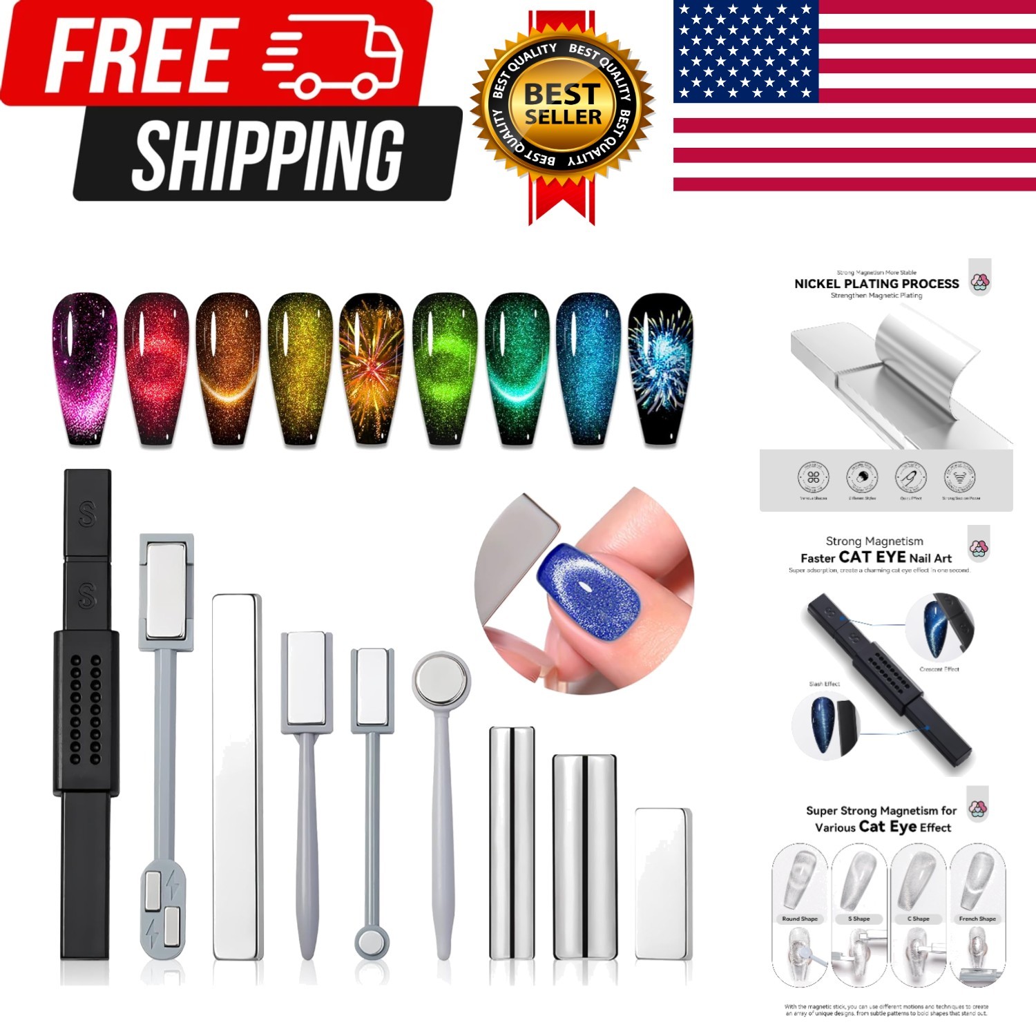 Cat Eye Magnet for Nails, Gel Nail Polish, Nail Art Tools, Strong Nail Magnets