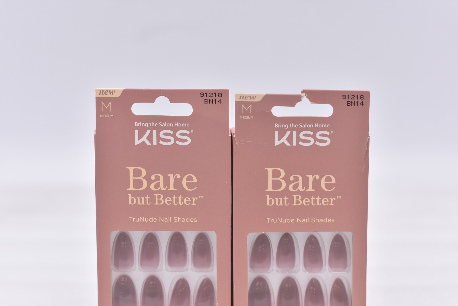Lot of 2 Kiss Bare But Better BN14 Medium Sculpted Nails – 28 Nails