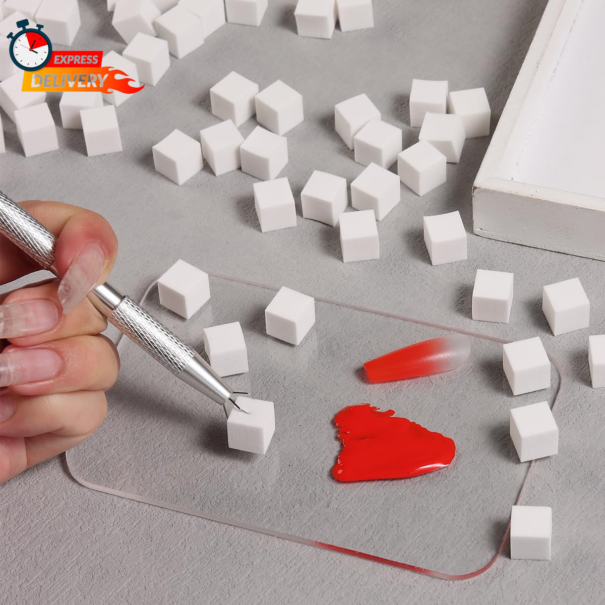 100Pcs Soft Nail Sponges for Ombre, Nail Art Sponges With Grabbing Pen, Aura Nai
