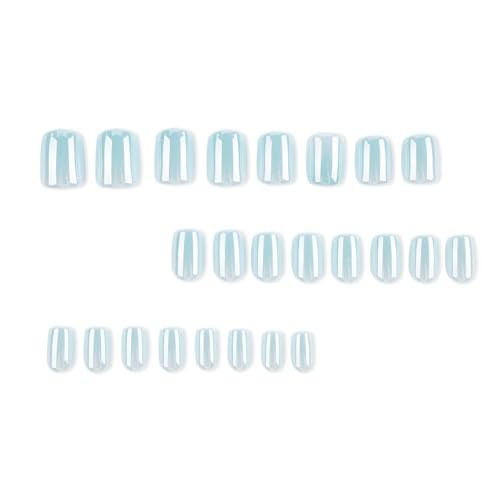 Light Blue Nail Press ons – Short Square Square Nails – Glossy Style03