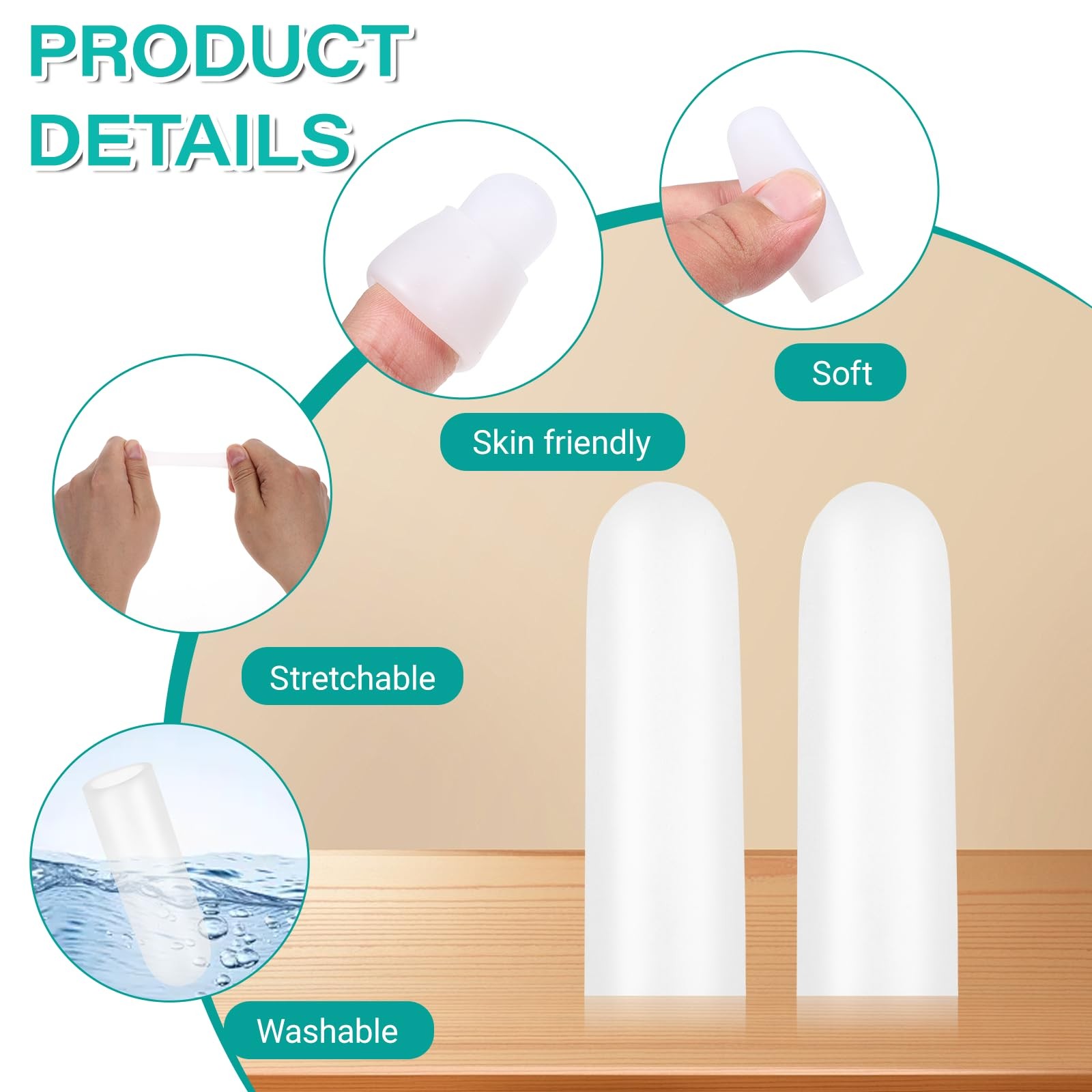 20 Pack Gel Silicone Finger Cot Protectors for Cracks Blisters Calluses
