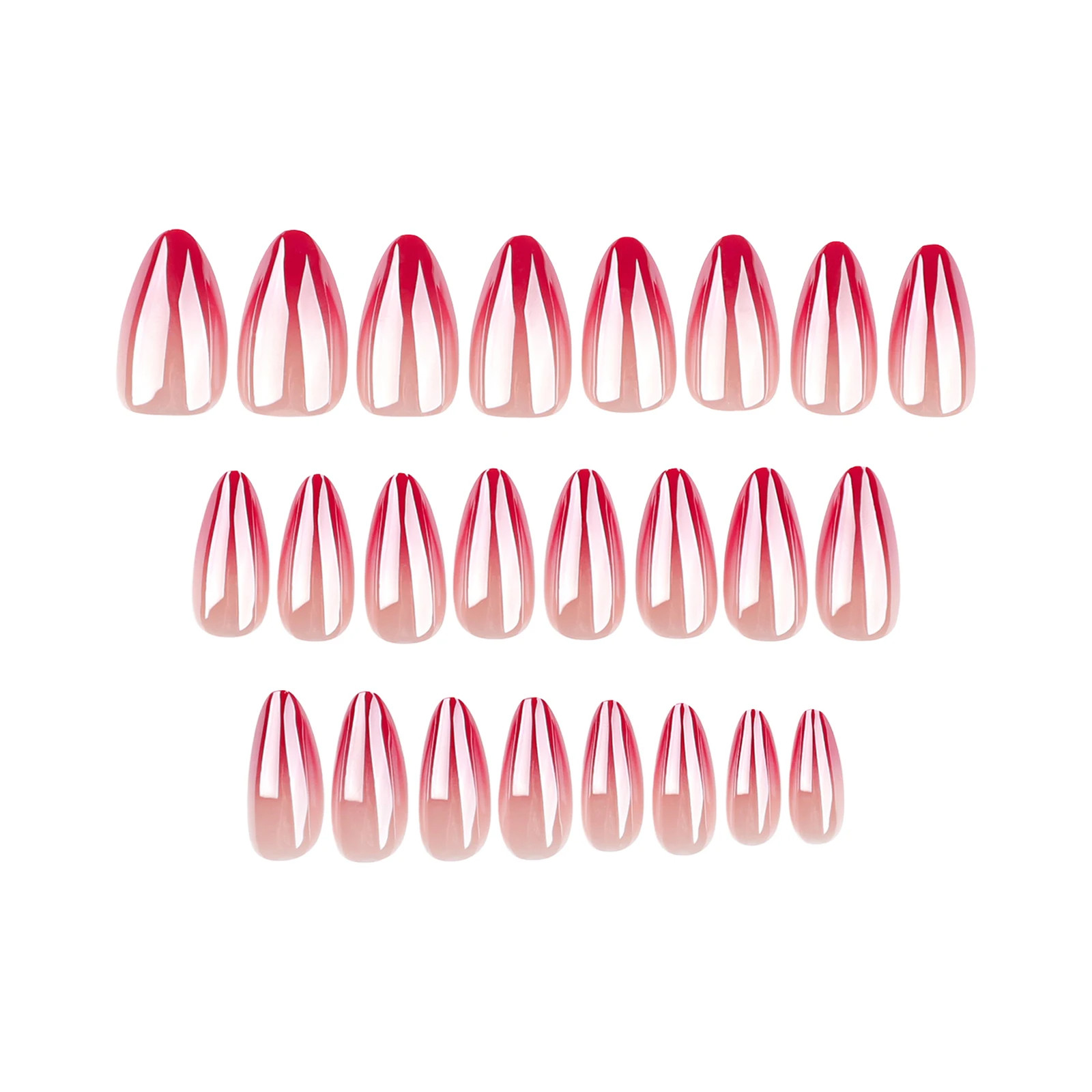 24pcs Red Aurora Gradient Almond Press On Nails