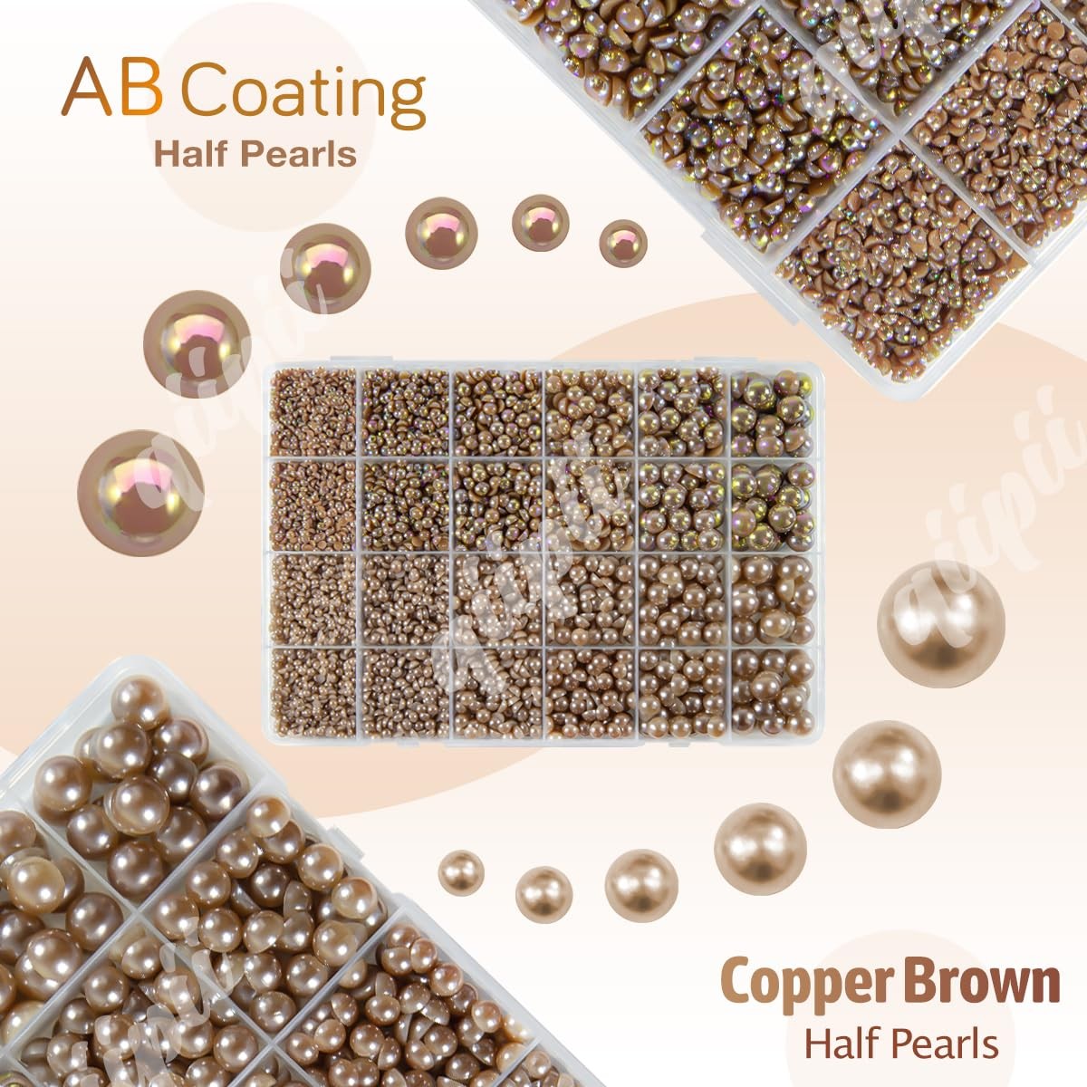 qiipii 2 Styles Solid Brown+ Brown AB Flatback Pearls for Bedazzling Crafting…