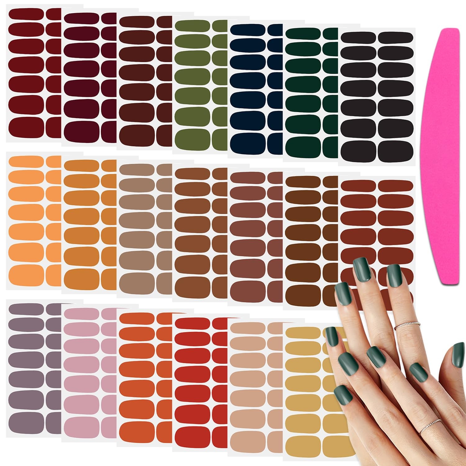 20 Sheets Solid Color Nail Wraps for Women Adhesive Nail Polish Stickers Stic…