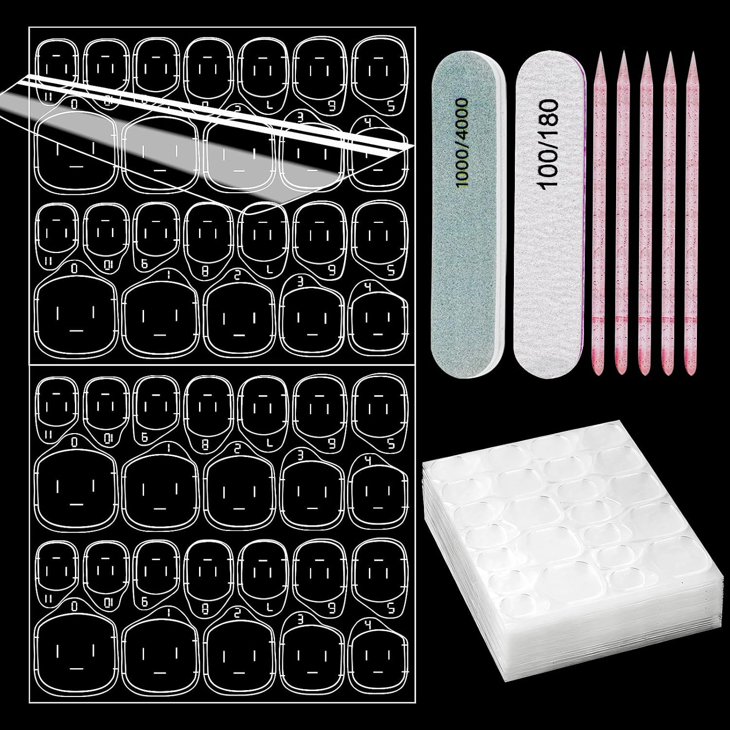960 PCS Nail Adhesive Tabs for Press on 40 Sheets,12 Size Sticky Tabs for Fake