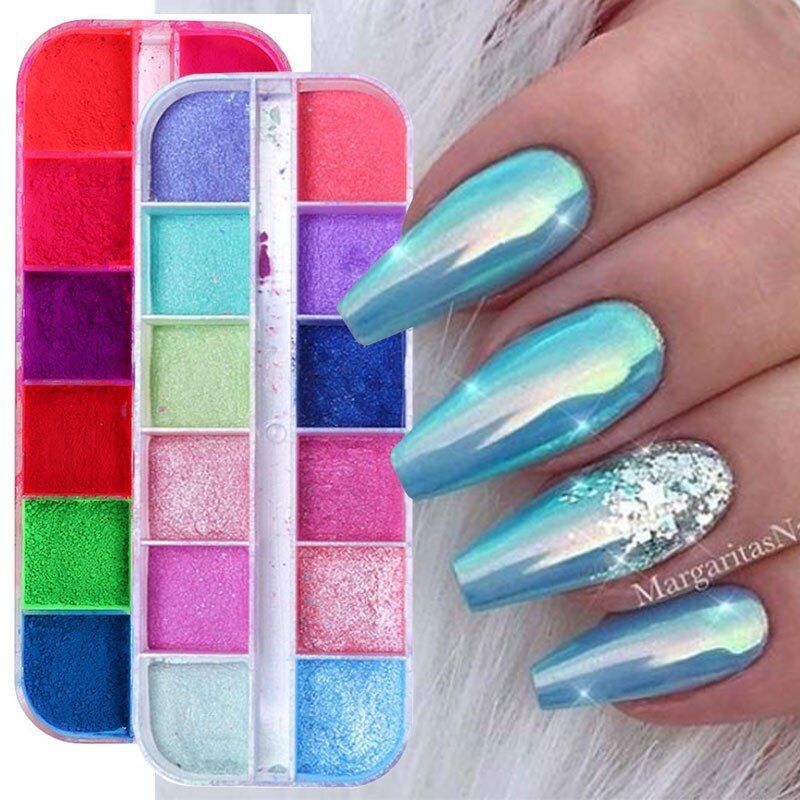 Fluorescent Mirror Nail Powder – Nail Art Glitter Pigment Manicure Accessories 1
