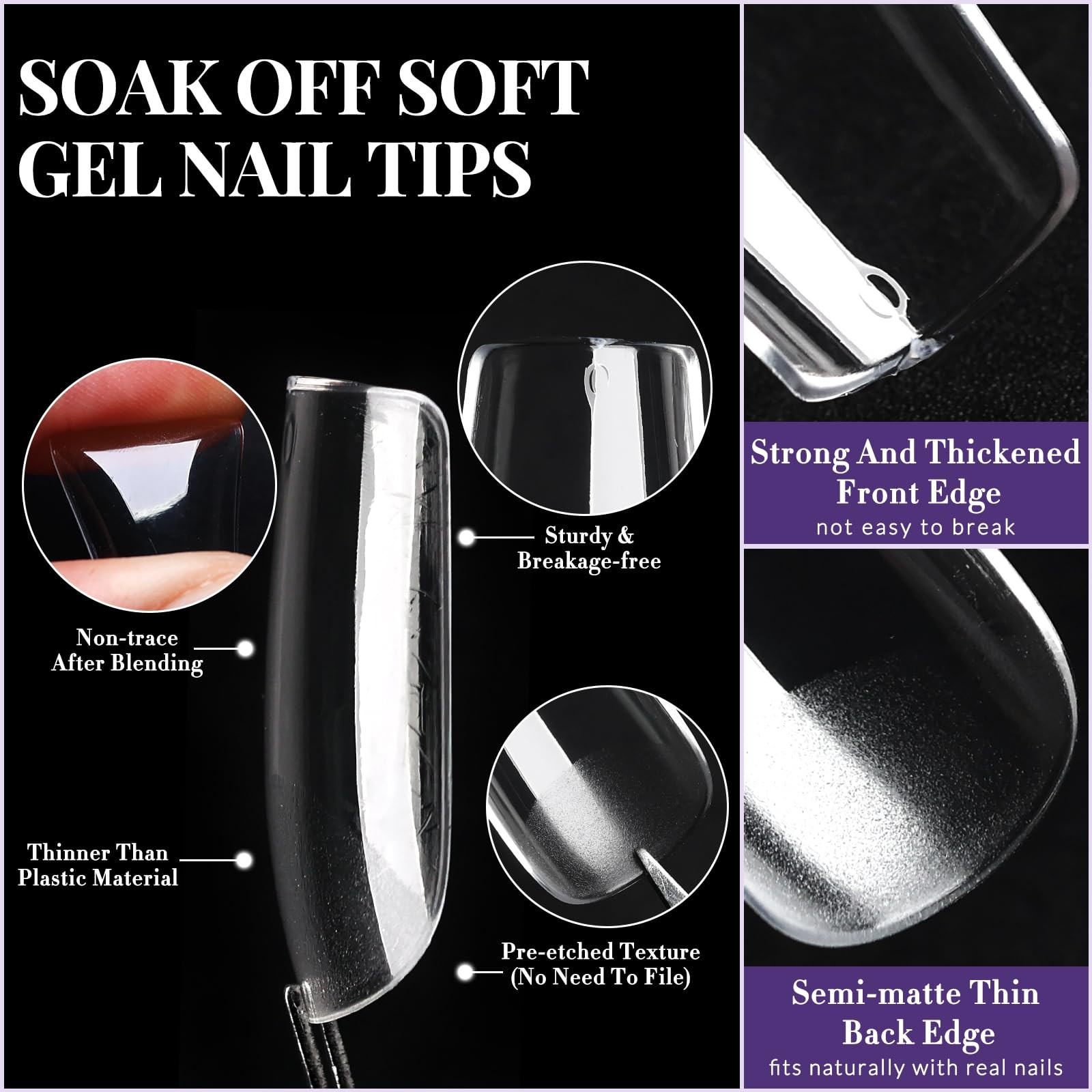 AddFavor Short Square Nail Tips, 360pcs Clear Nail Tips square Fake Nails Ful…
