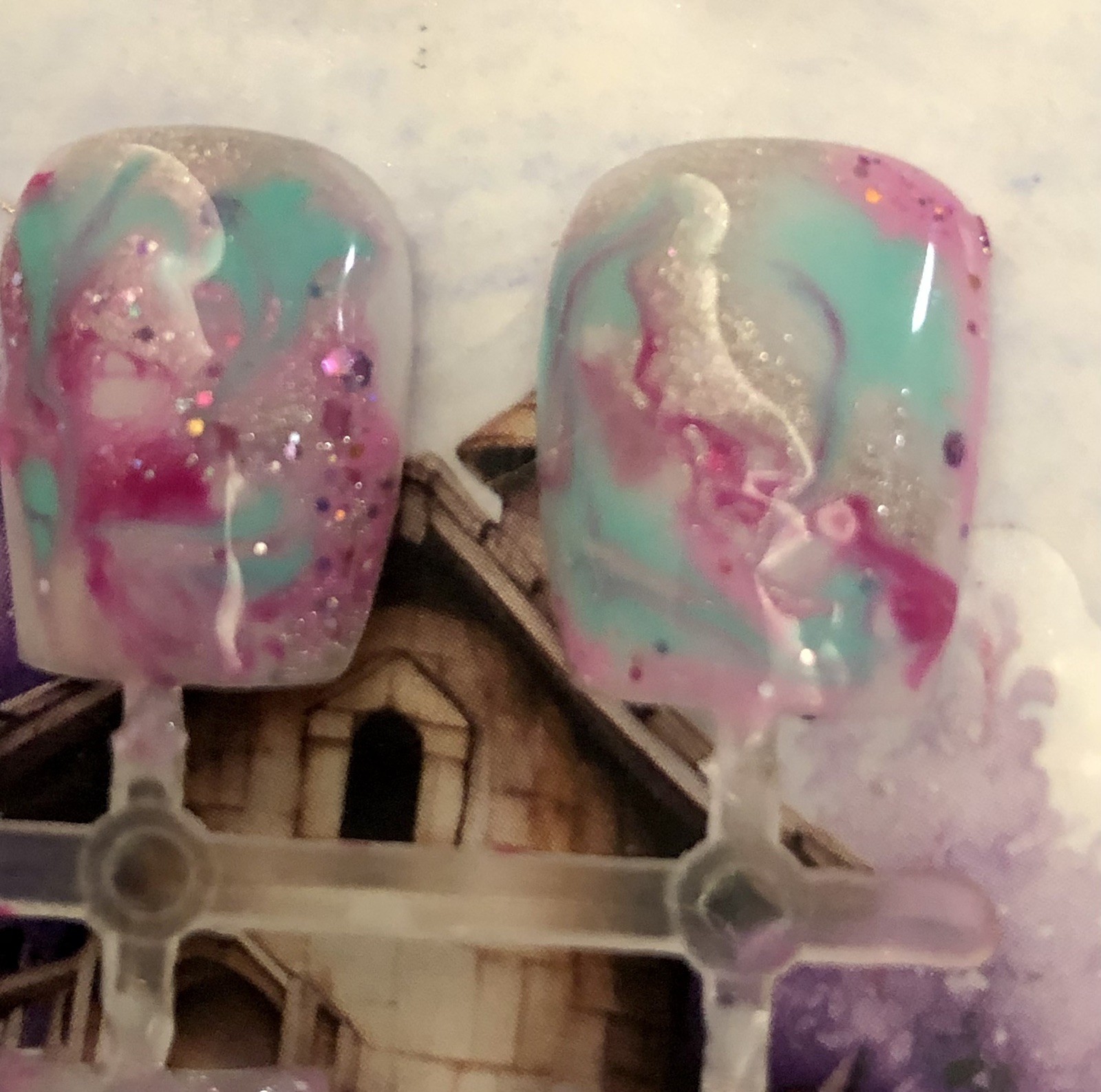 Gel Press on Nails 20pc set. Marbled. Free Set With Every Purchase.
