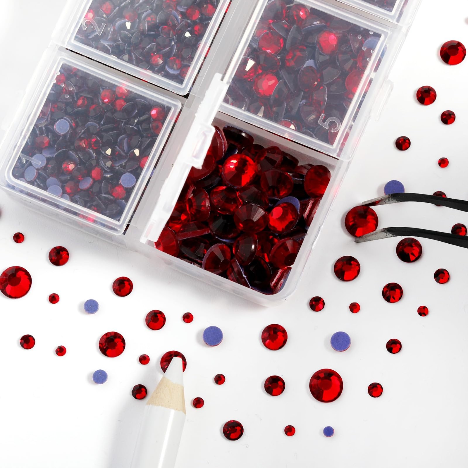 Hotfix Rhinestones 3960Pcs, Red Rhinestone for Clothes, Hot Fix Crystals Rhinest