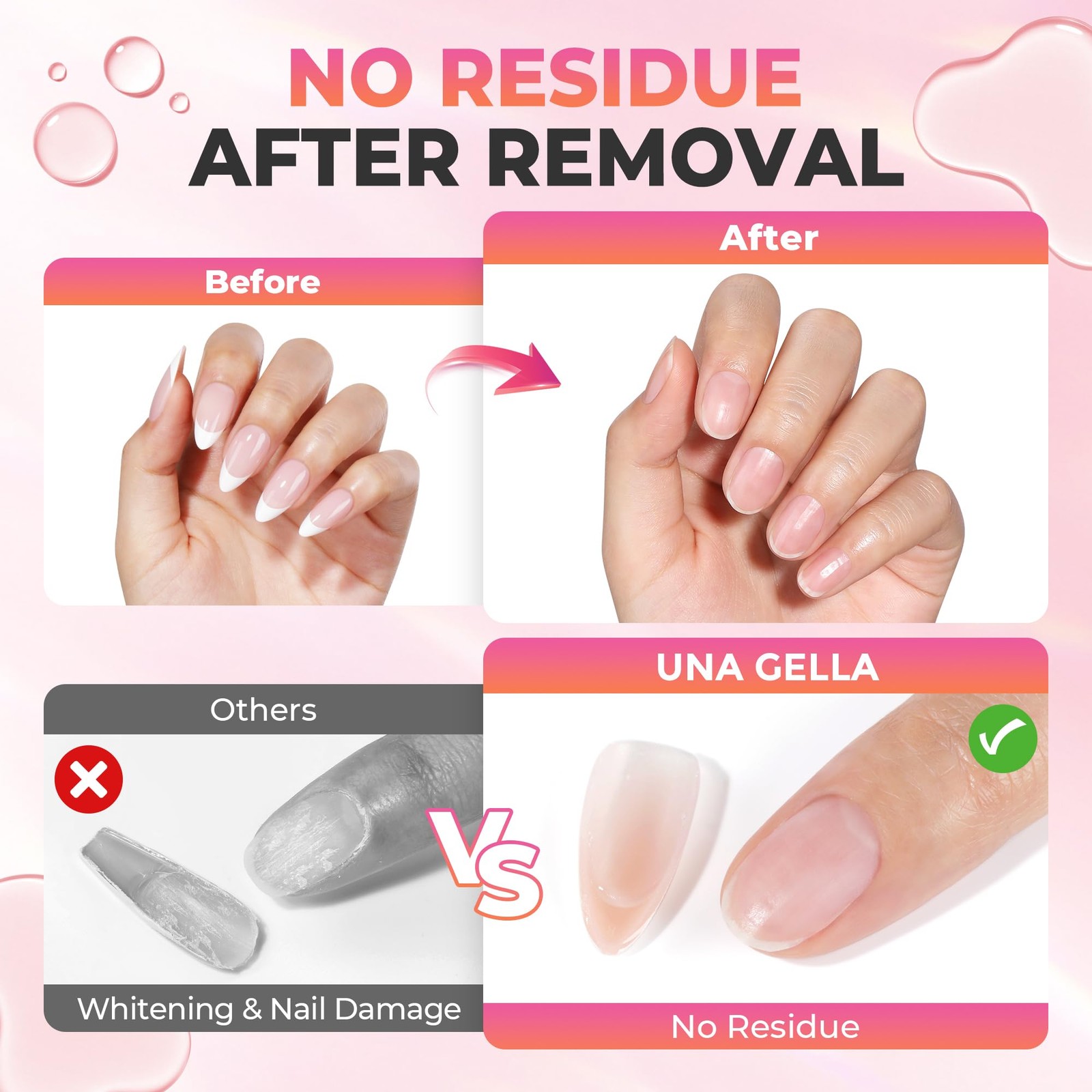UNA GELLA 20ml*2PCS Nail Glue Remover for Press on, Multi-Functional Clear