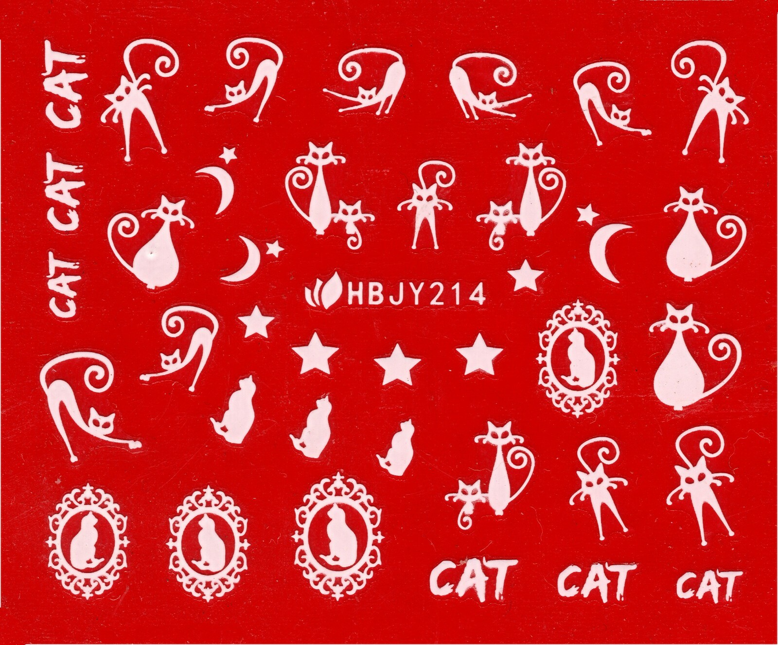 Nail Art 3D Decal Stickers White Color Cats Kittens HBJY214