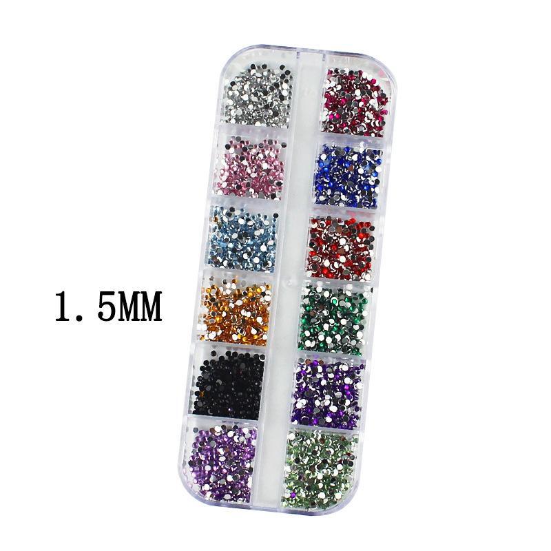 3000Pcs Nail Art Flat Back Crystal Rhinestone 1.5mm 2.0mm Dazzling Diamonds 3D D