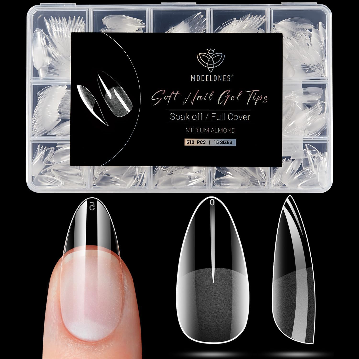 Almond Nail Tips 510Pcs Medium Clear Soft Fake Press on Nails Tip | Pre Etched H