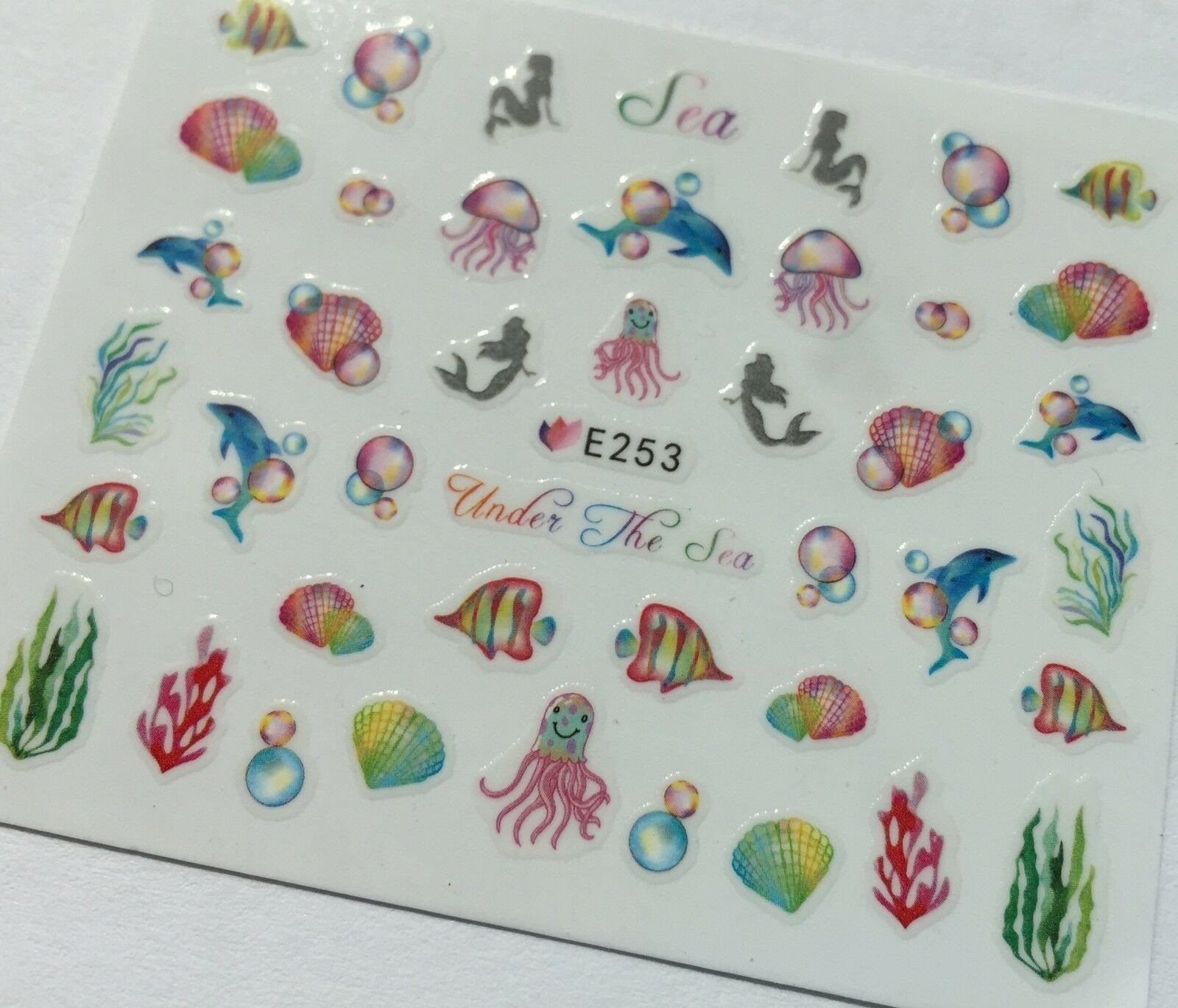 Nail Art 3D Decal Stickers Fish Mermaid Seashell seaweed dolphin octopus E253