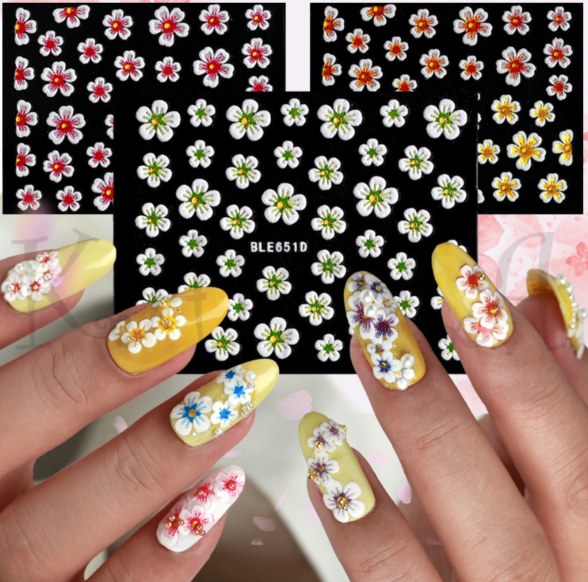 12PCS Manicure Clover Flower Blossom Decal 3D Nail Sticker Decor Slider DIY NH9