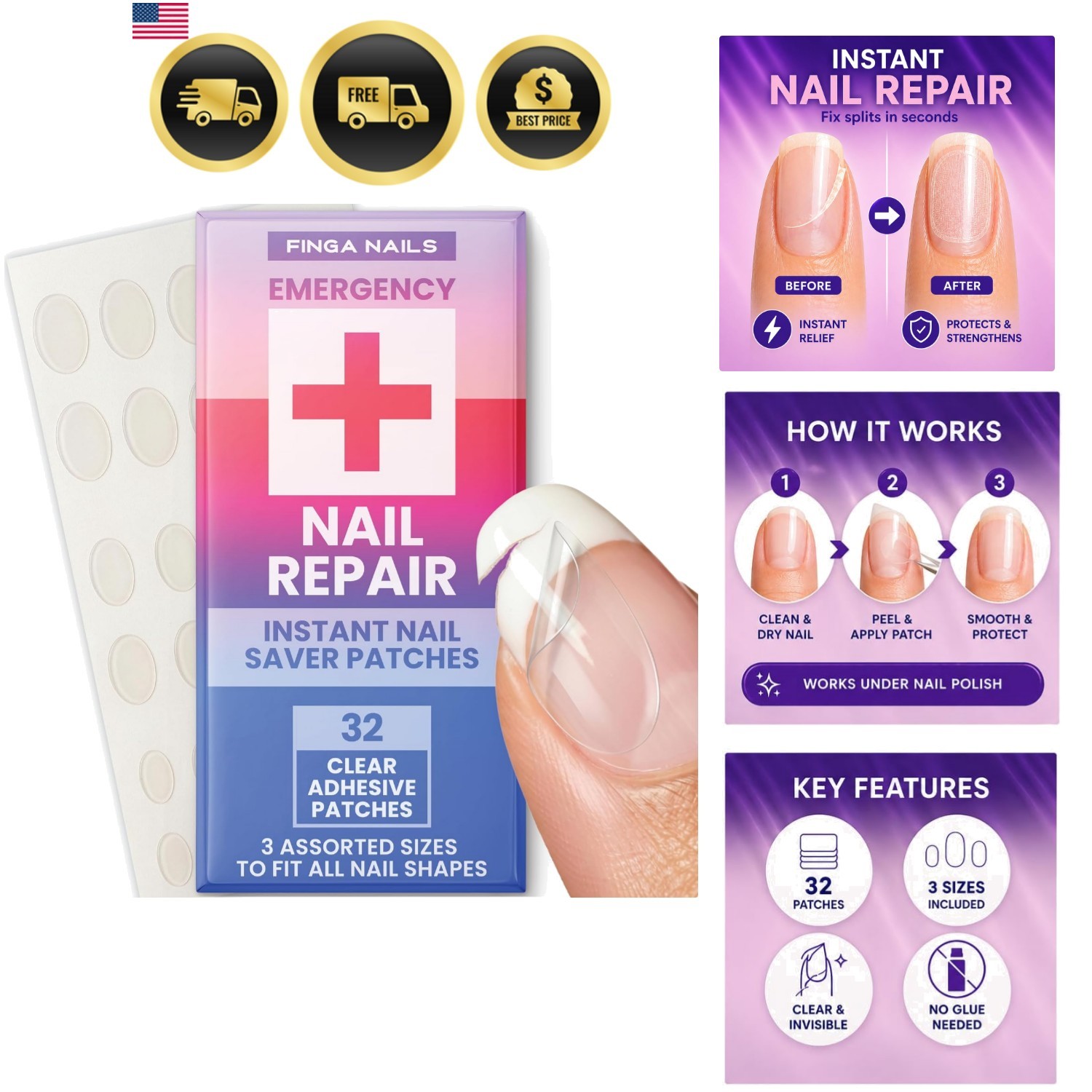 Nail Repair Patches – Clear Self-Adhesive Broken Nail Patches for Broken Fing…