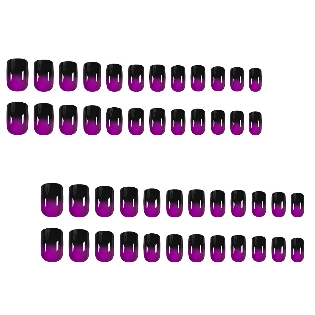 24Pcs Dark Purple Cat Eye Press On Nails,Medium Square Short Almond Metallic …