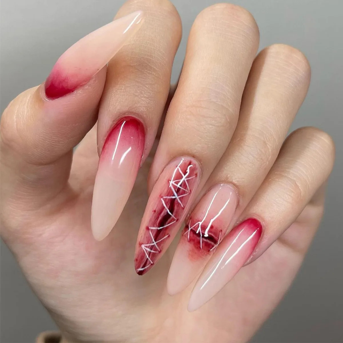 24pcs Halloween Spider Fake Nails French Coffin Full Cover Artificial Nail Tips