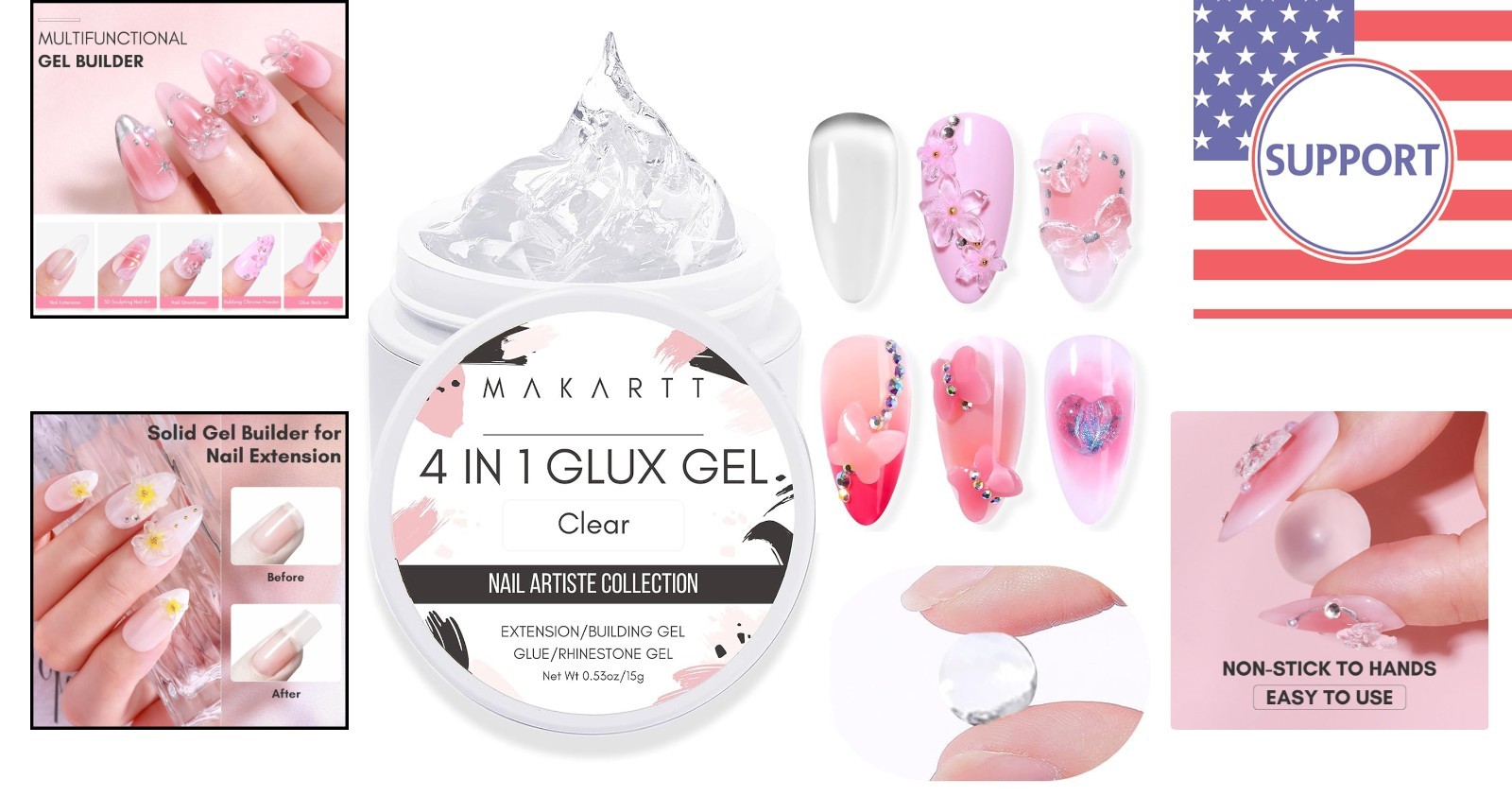 Clear Solid Builder Nail Gel for 3D Art & Extensions – 15ml Non-Sticky Formula