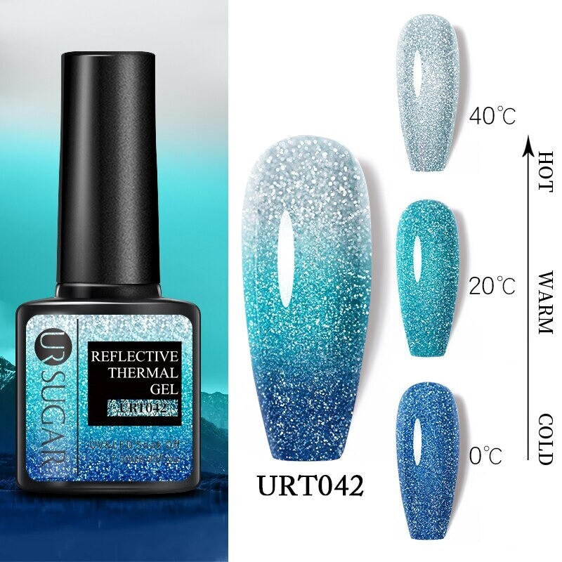 Nail Art 3D Color Thermal Changing UV Gel Polish sparkle Glitter Nail Gel Polish