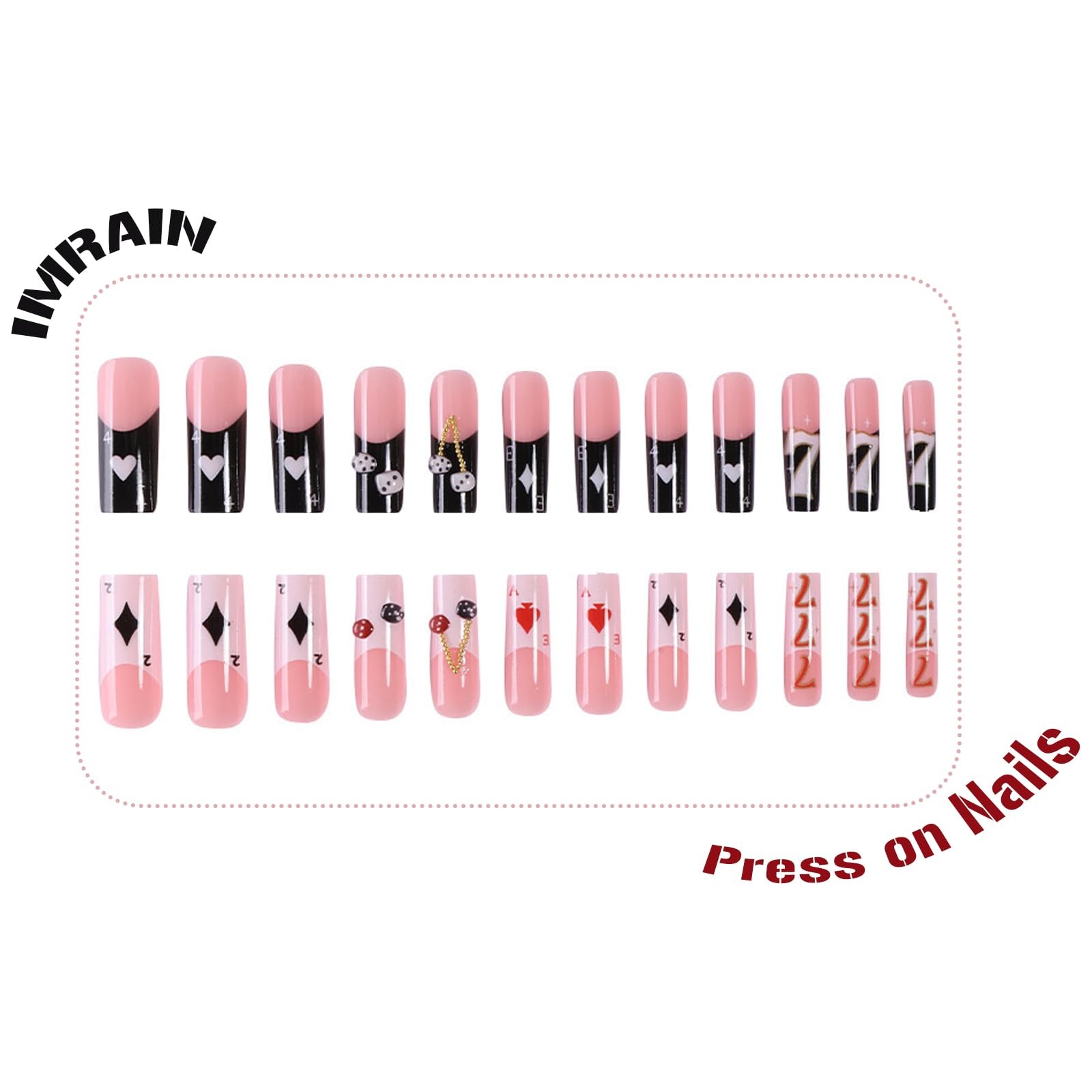 Press on Nails Long Square, Black White French Tips Fake Nails Acrylic False …