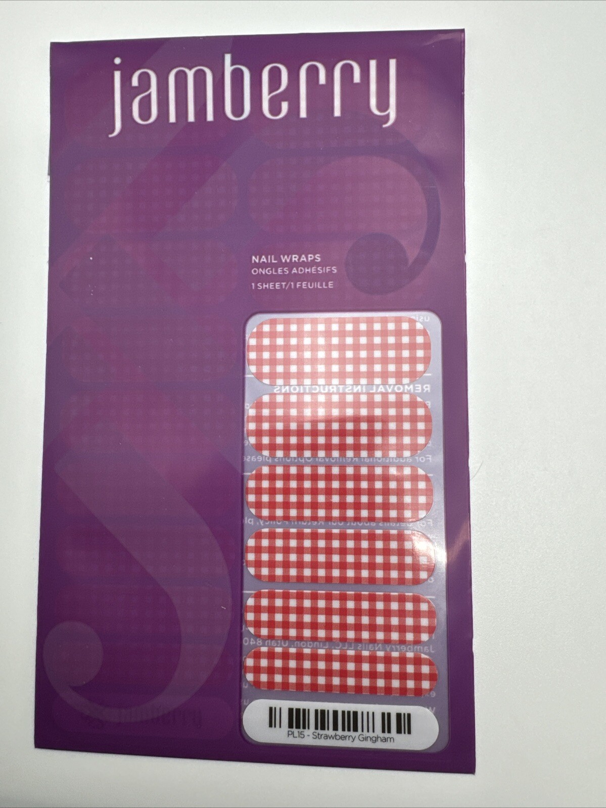 Jamberry Nail Wraps Strawberry Gingham Full Sheet (red Plaid)