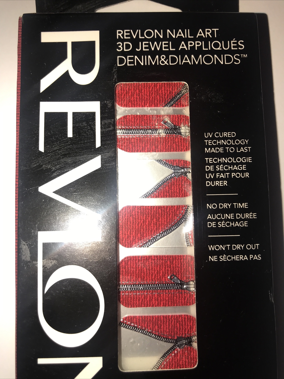 REVLON**Nail Art**3D (18) JEWEL APPLIQUES Denim&Diamonds~#04 ZIP IT~~NEW~~BOXED