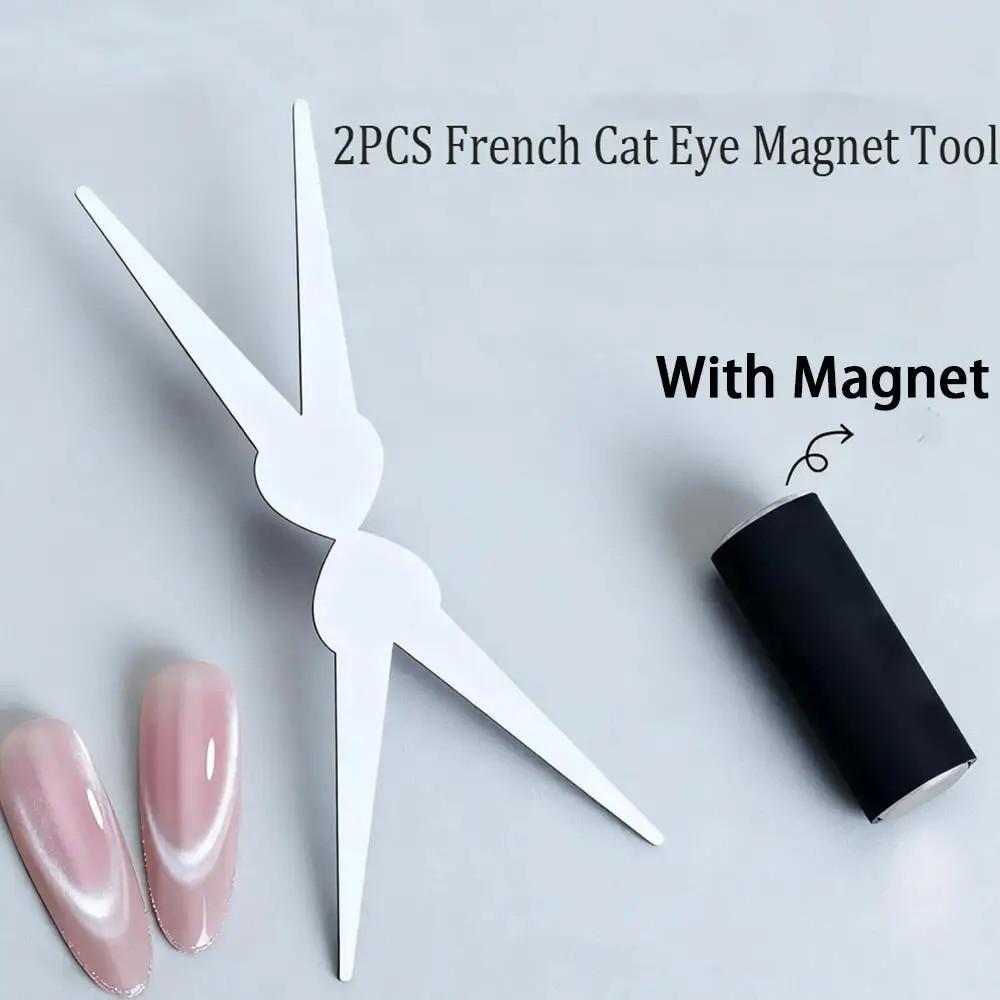3D Double Headed Nails French Shape Strong Cat Eye Magnet Nail Art Gel Polish Ma