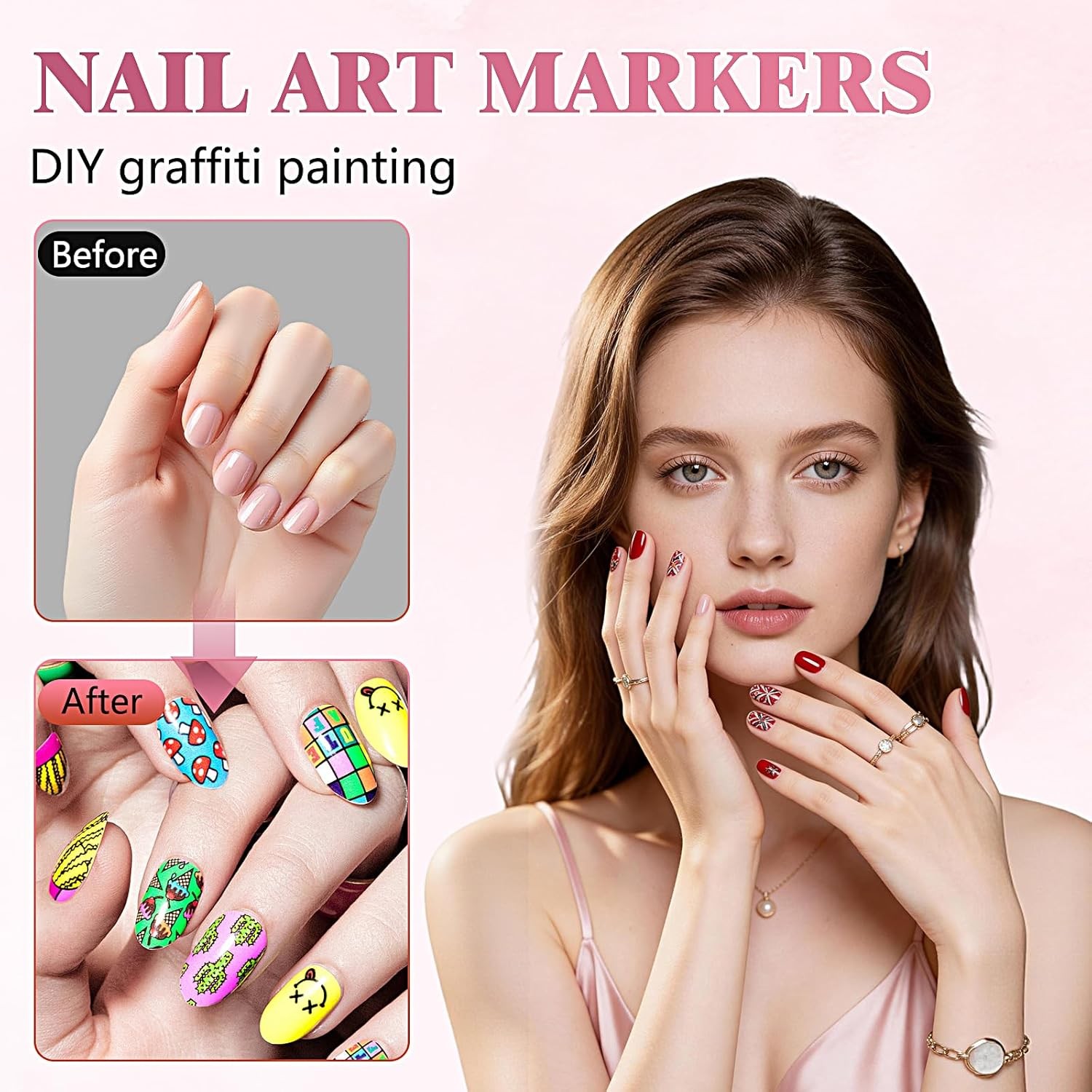 12 Colors Nail Art Pens, 0.5mm Fine Tip 3D Acrylic Polish Pen Set, Waterproof Qu