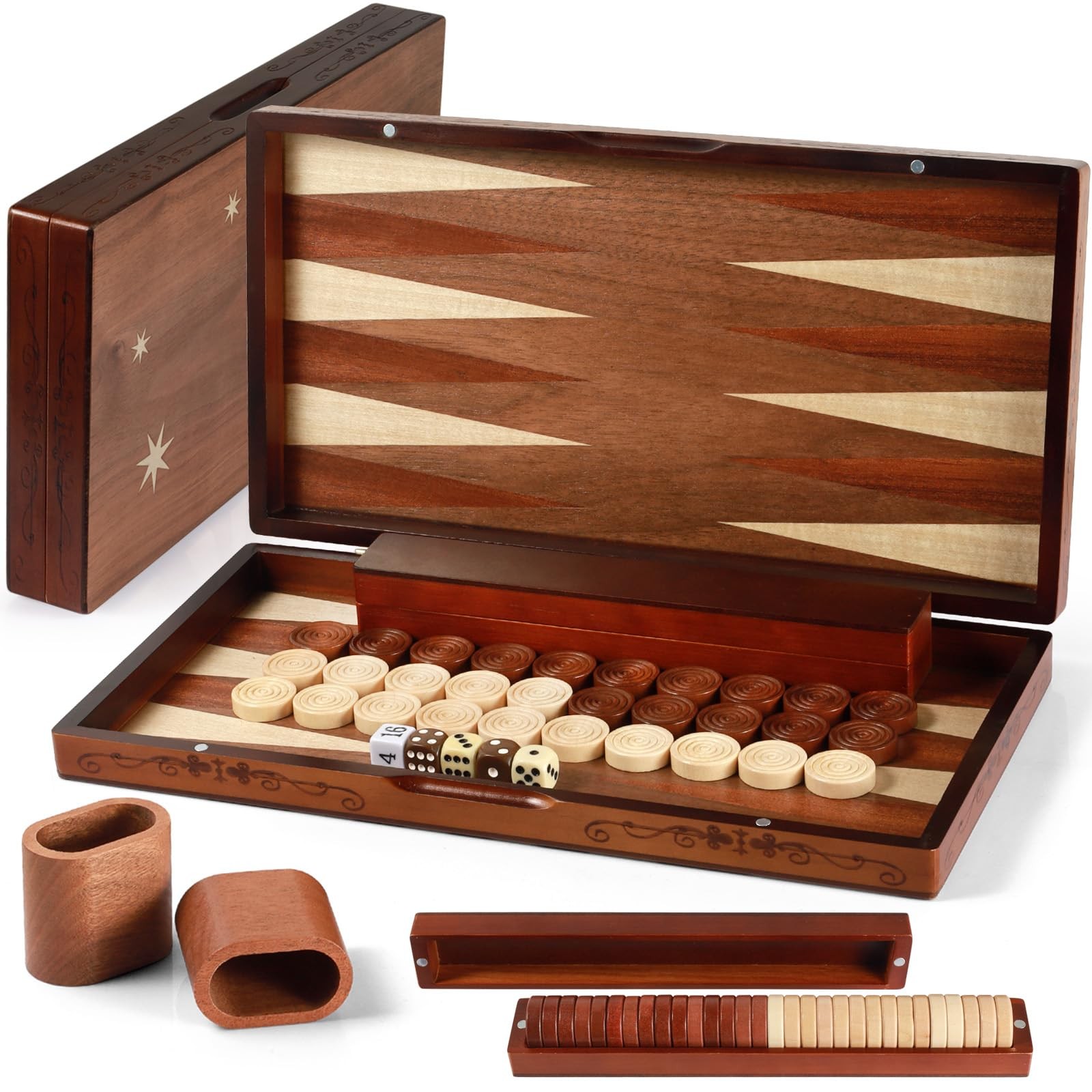Handcrafted Wooden Backgammon Set – 16×15.3inch, 16 x 15.3 x 0.1 inches